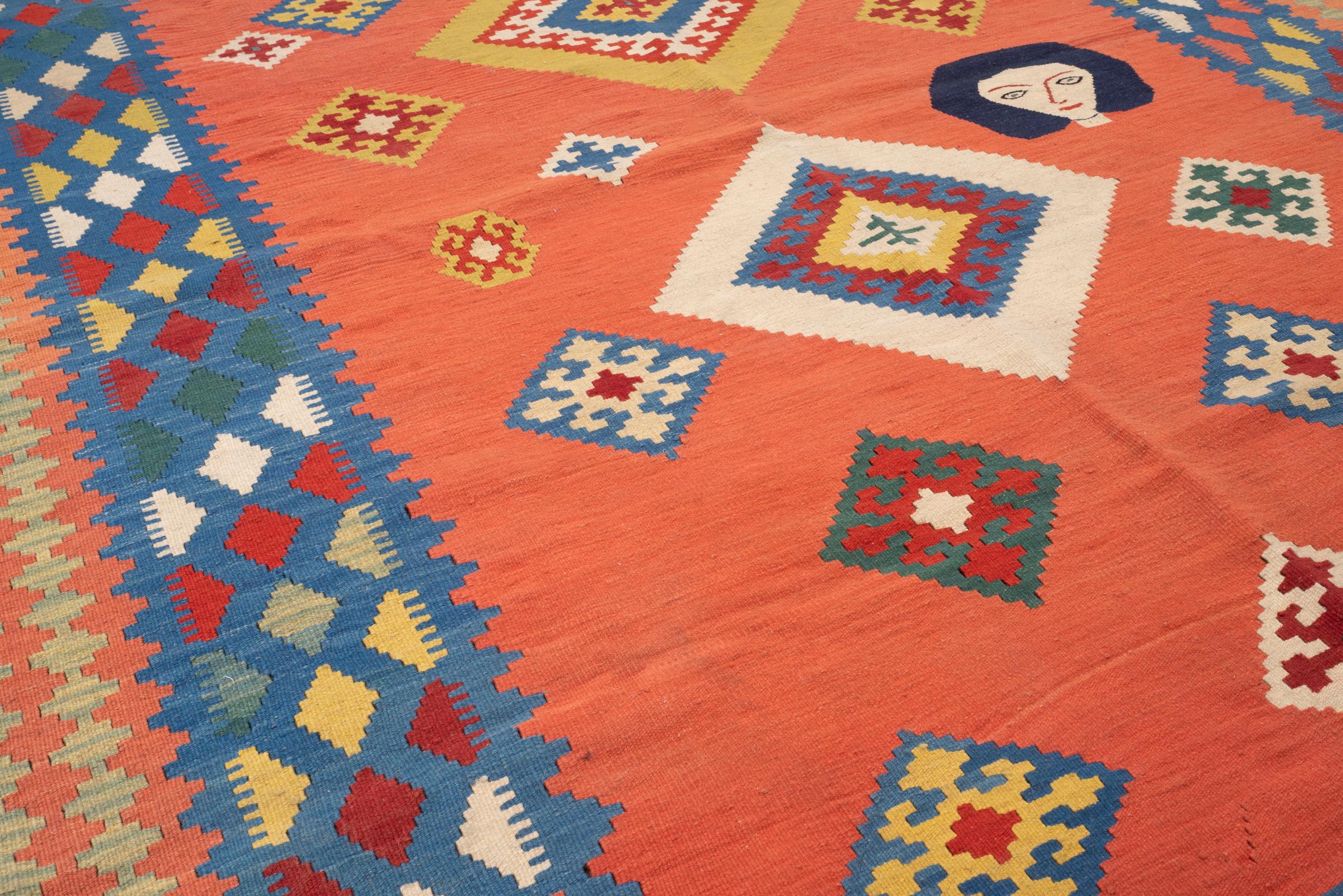 New Weave Qashqai Portrait Persian Kilim Rug