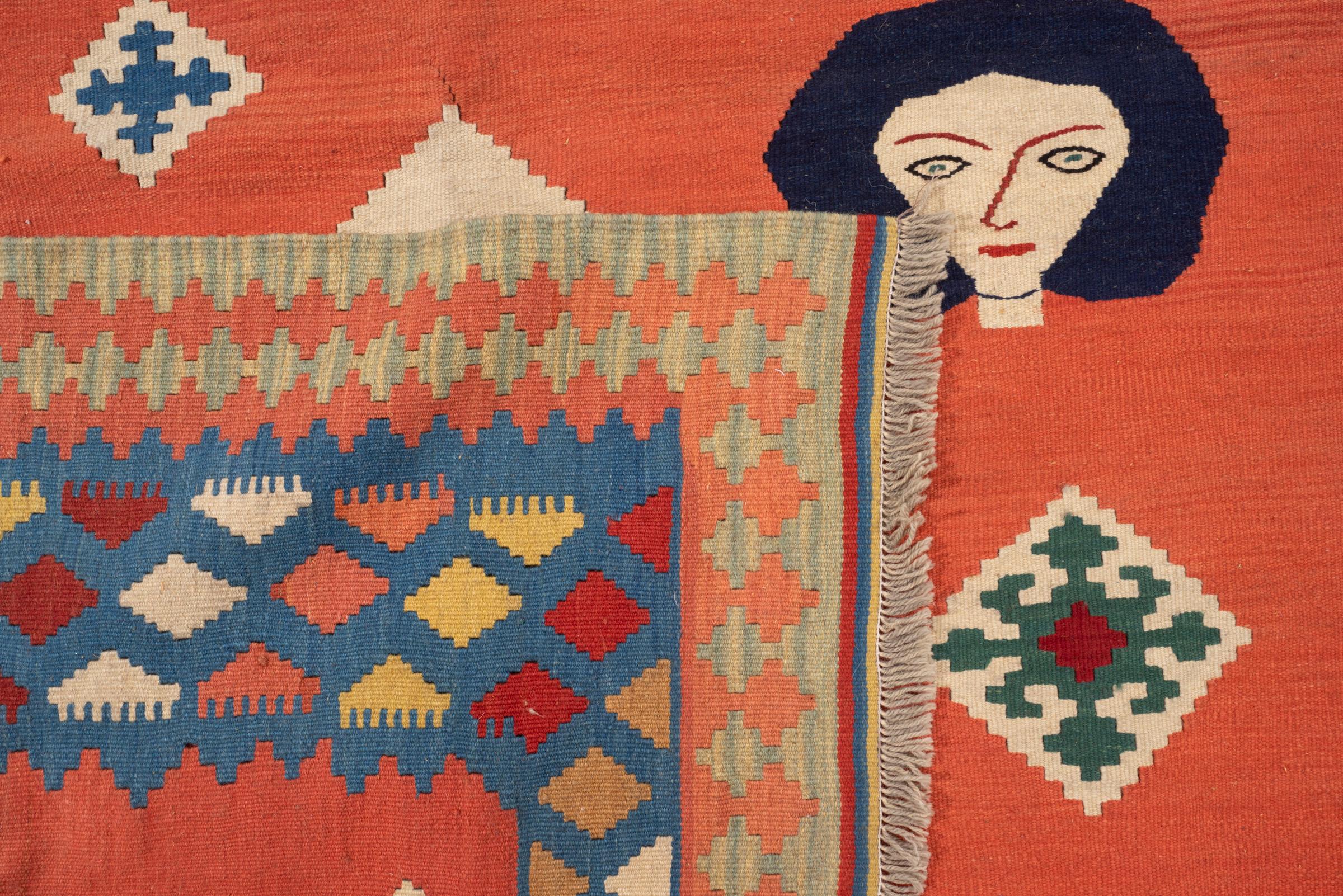 New Weave Qashqai Portrait Persian Kilim Rug