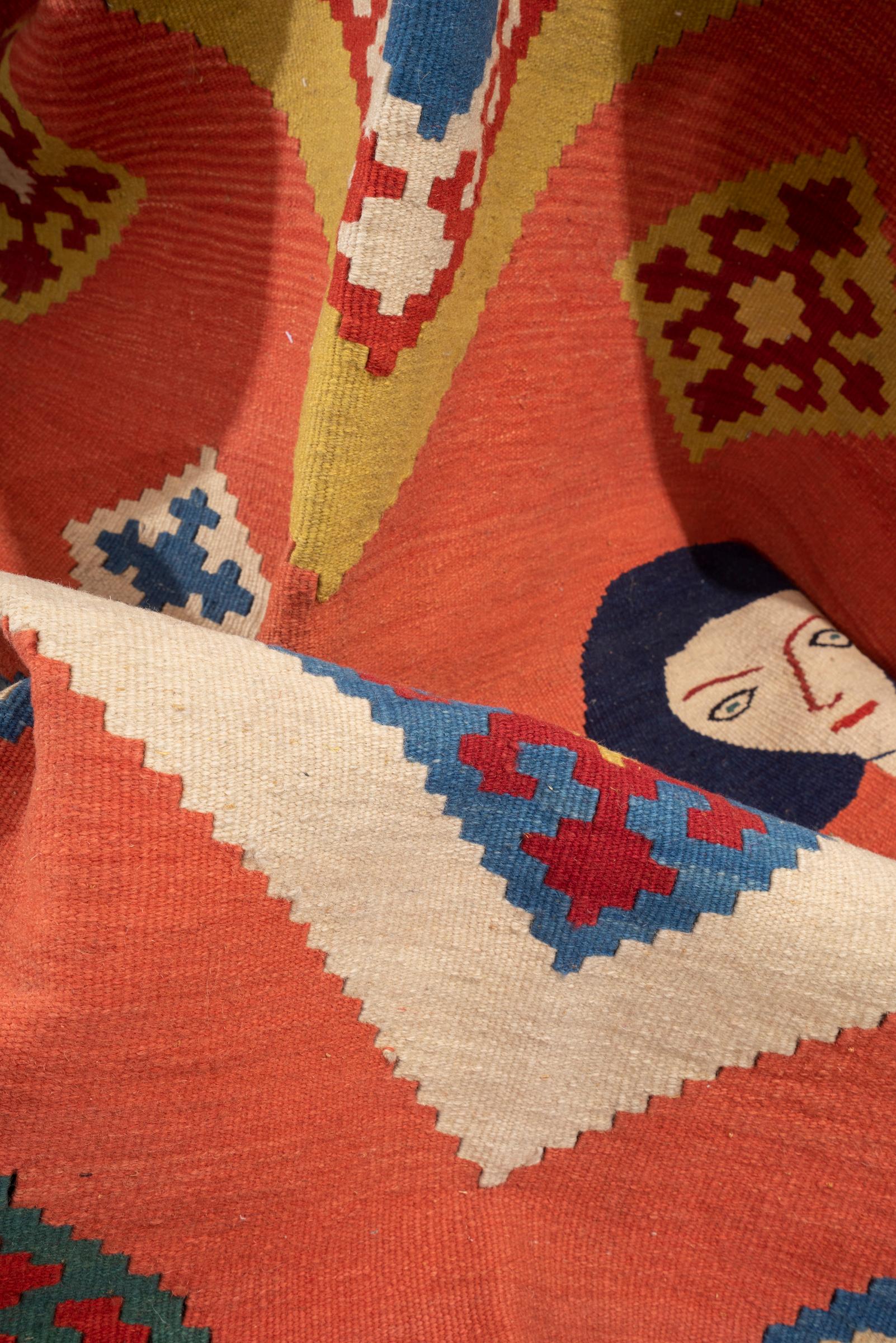 New Weave Qashqai Portrait Persian Kilim Rug
