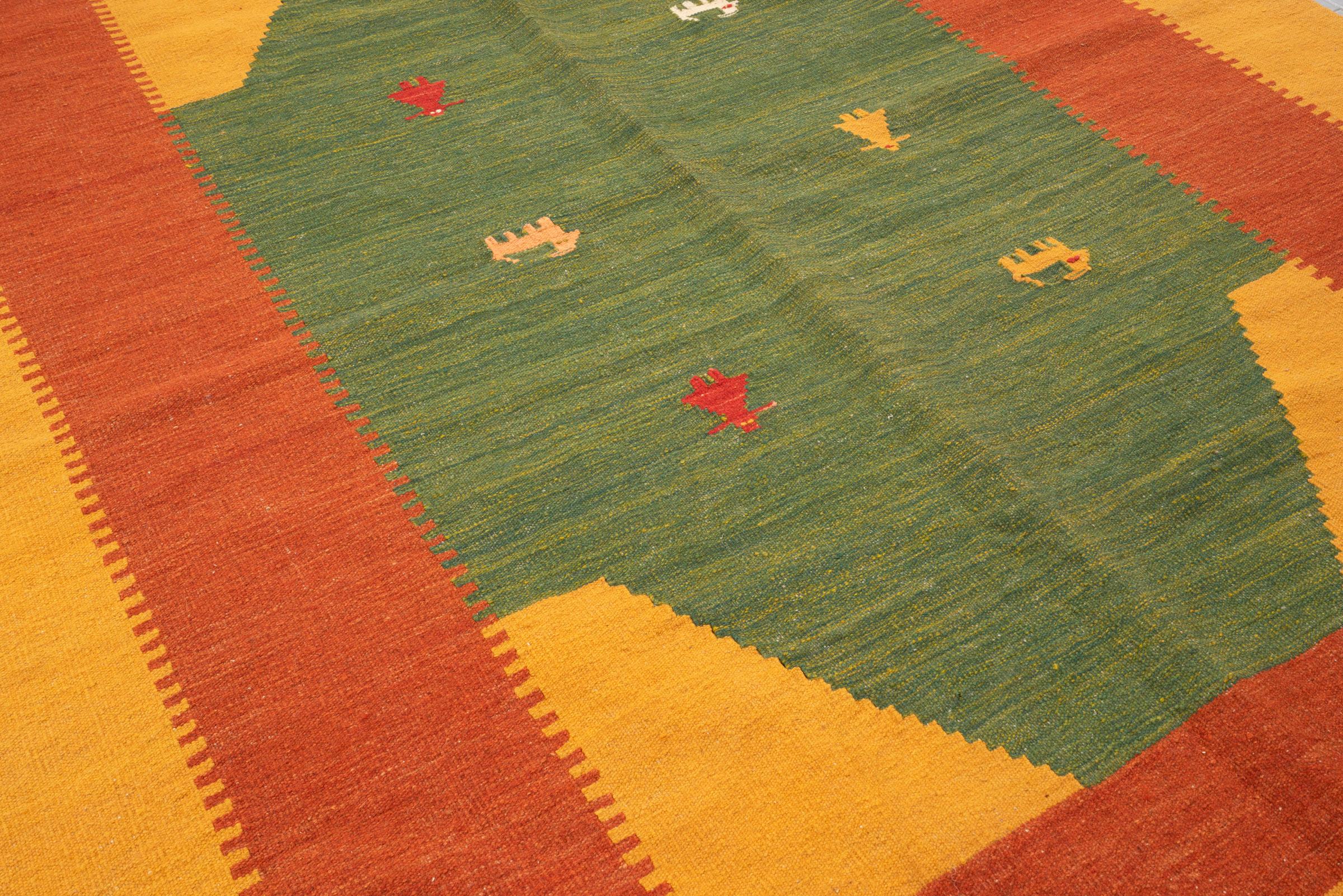 New Weave Qashqai Green Pastures Persian Kilim Rug