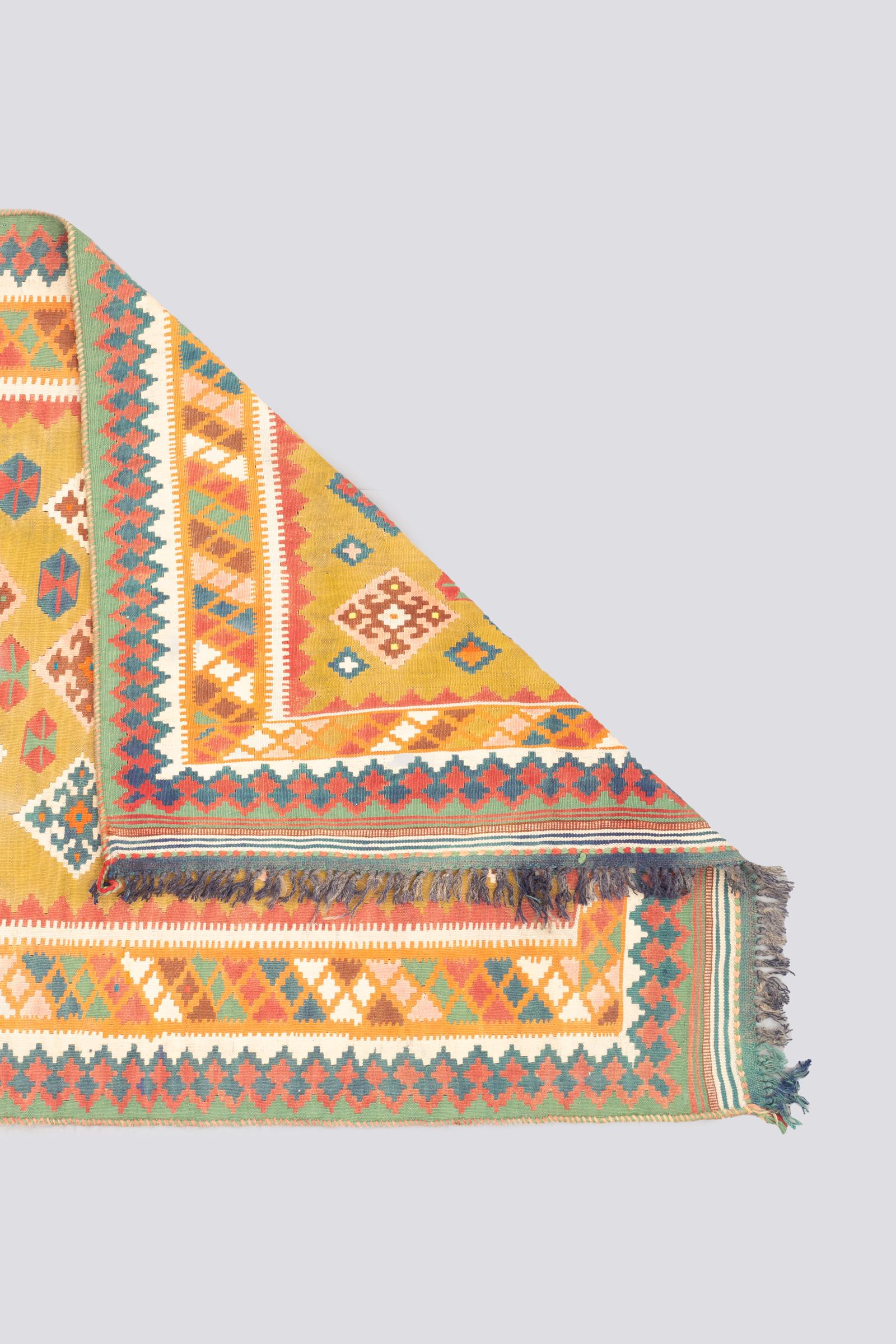 Vintage Qashqai Lion Persian Kilim Rug