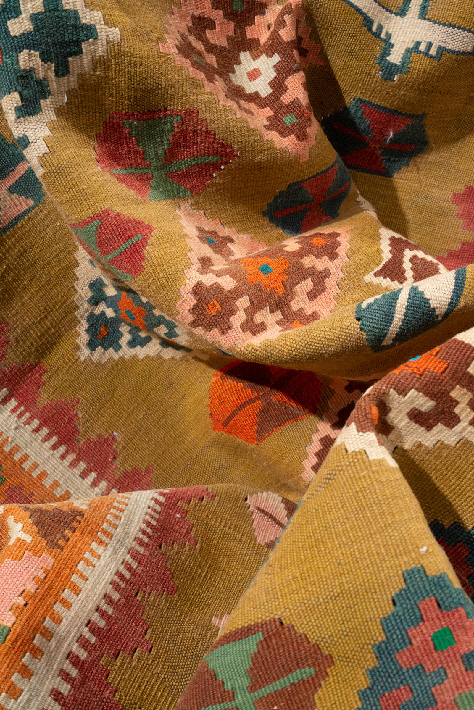 Vintage Qashqai Lion Persian Kilim Rug