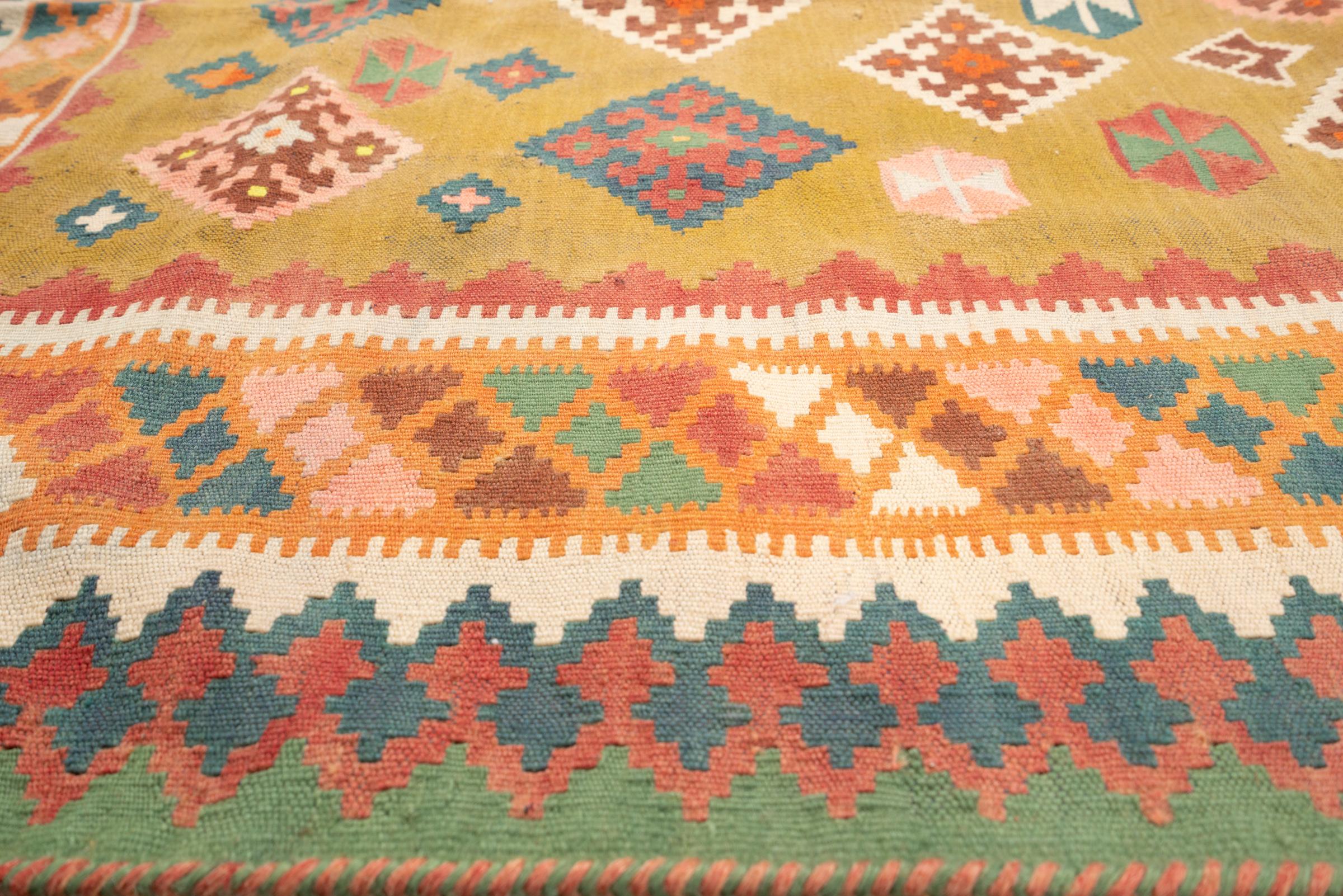 Vintage Qashqai Lion Persian Kilim Rug