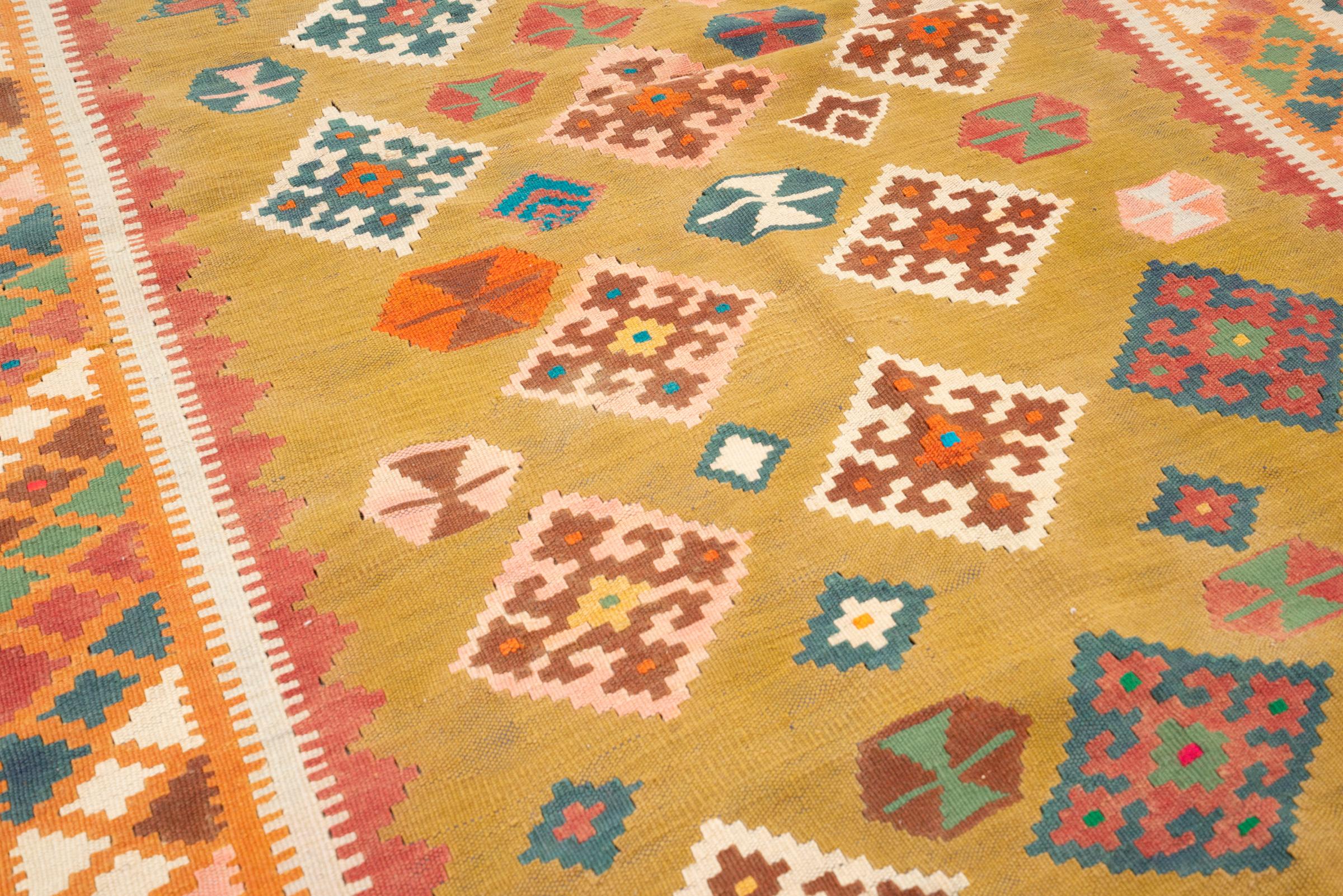 Vintage Qashqai Lion Persian Kilim Rug