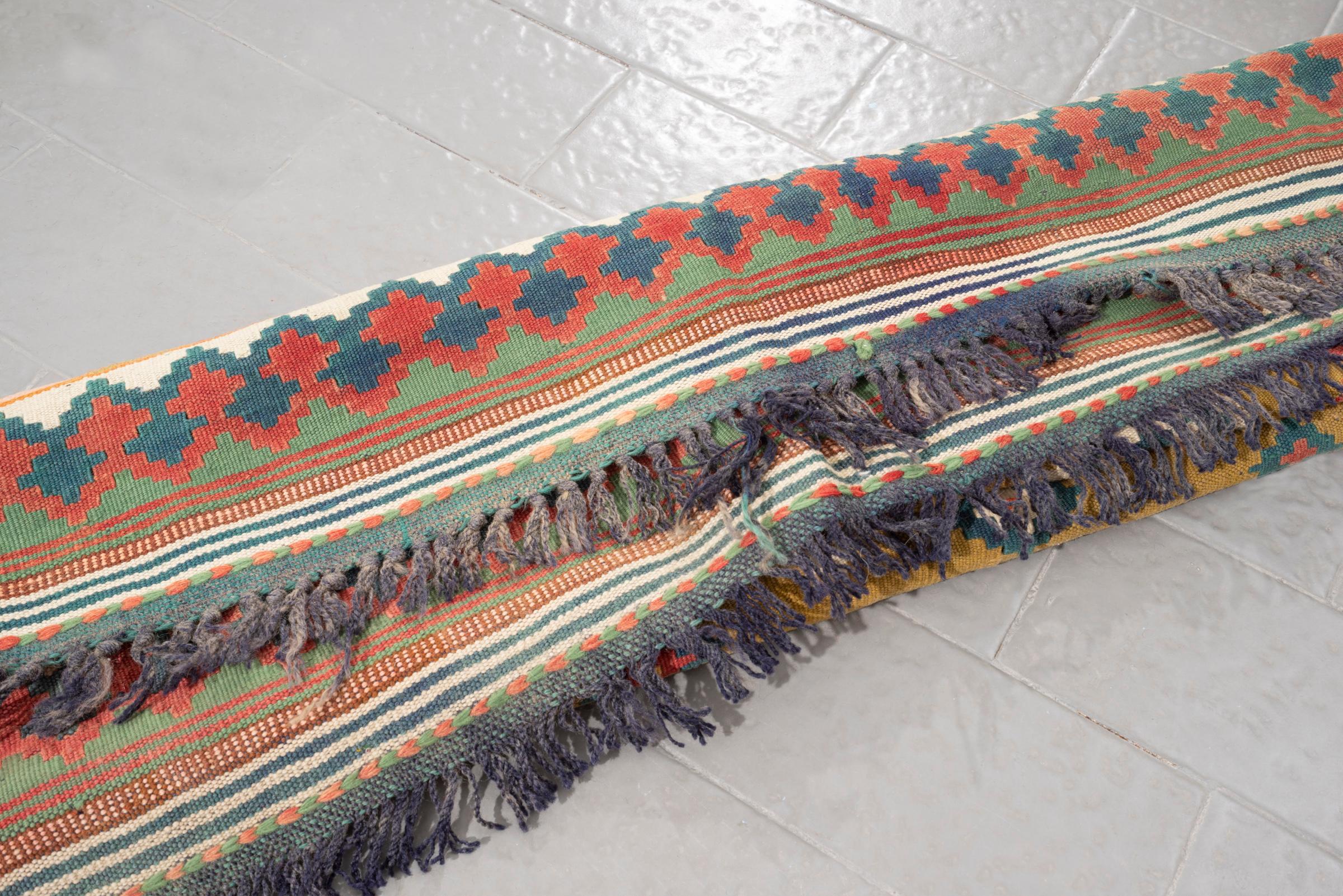 Vintage Qashqai Lion Persian Kilim Rug