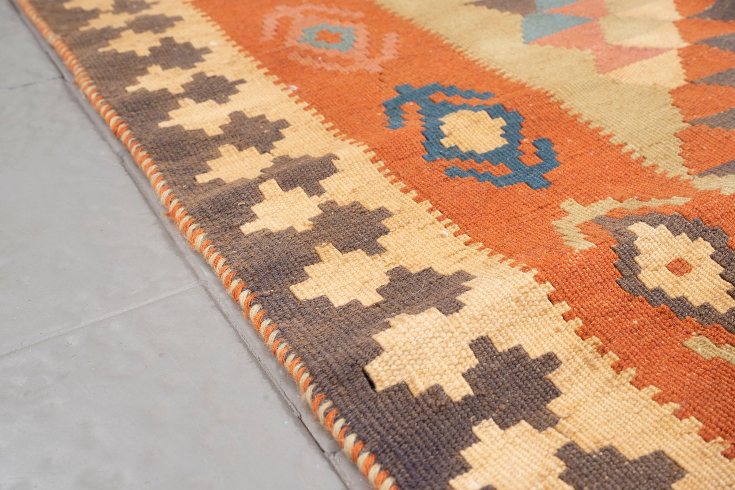Vintage Qashqai Alvan Persian Kilim Rug