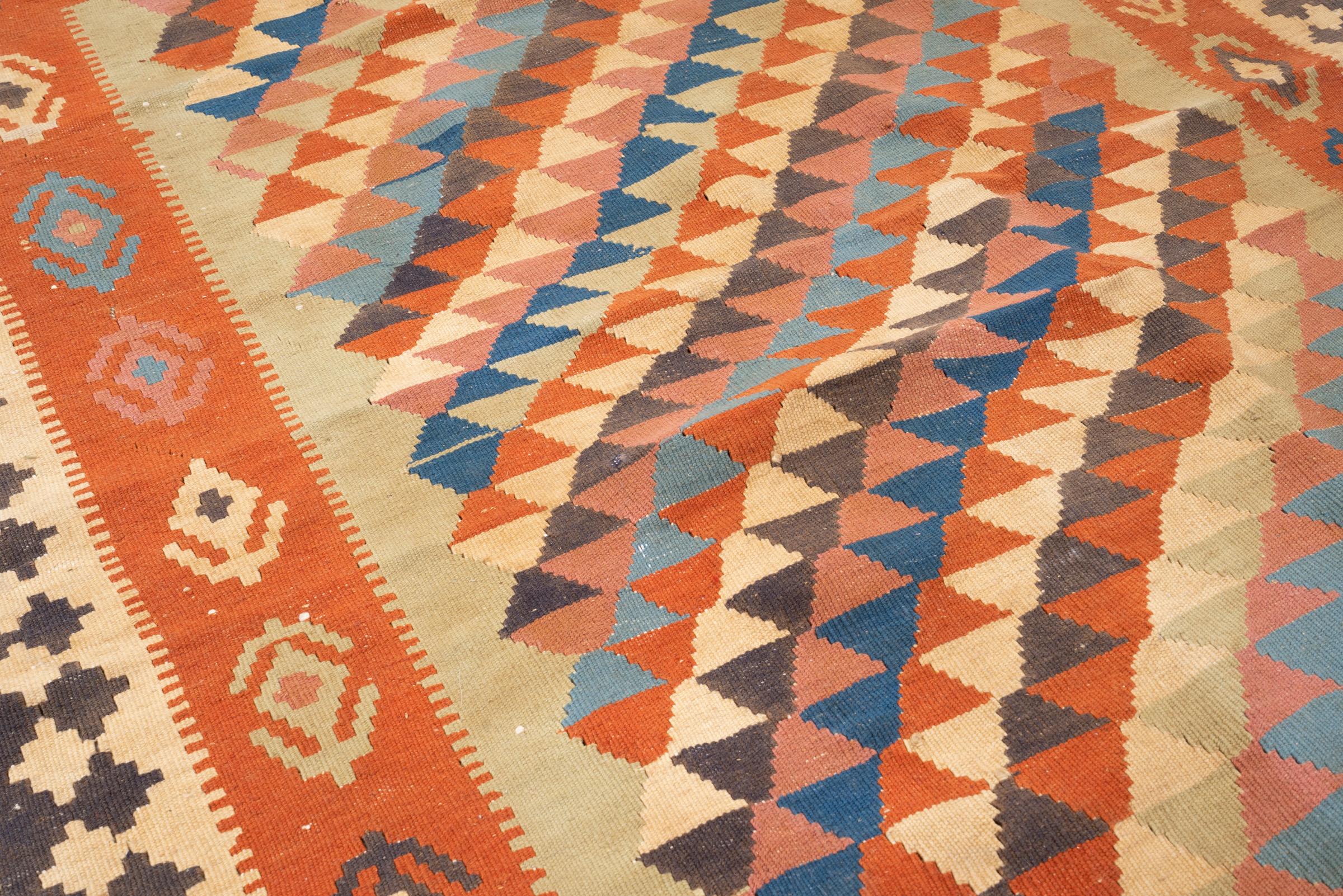Vintage Qashqai Alvan Persian Kilim Rug