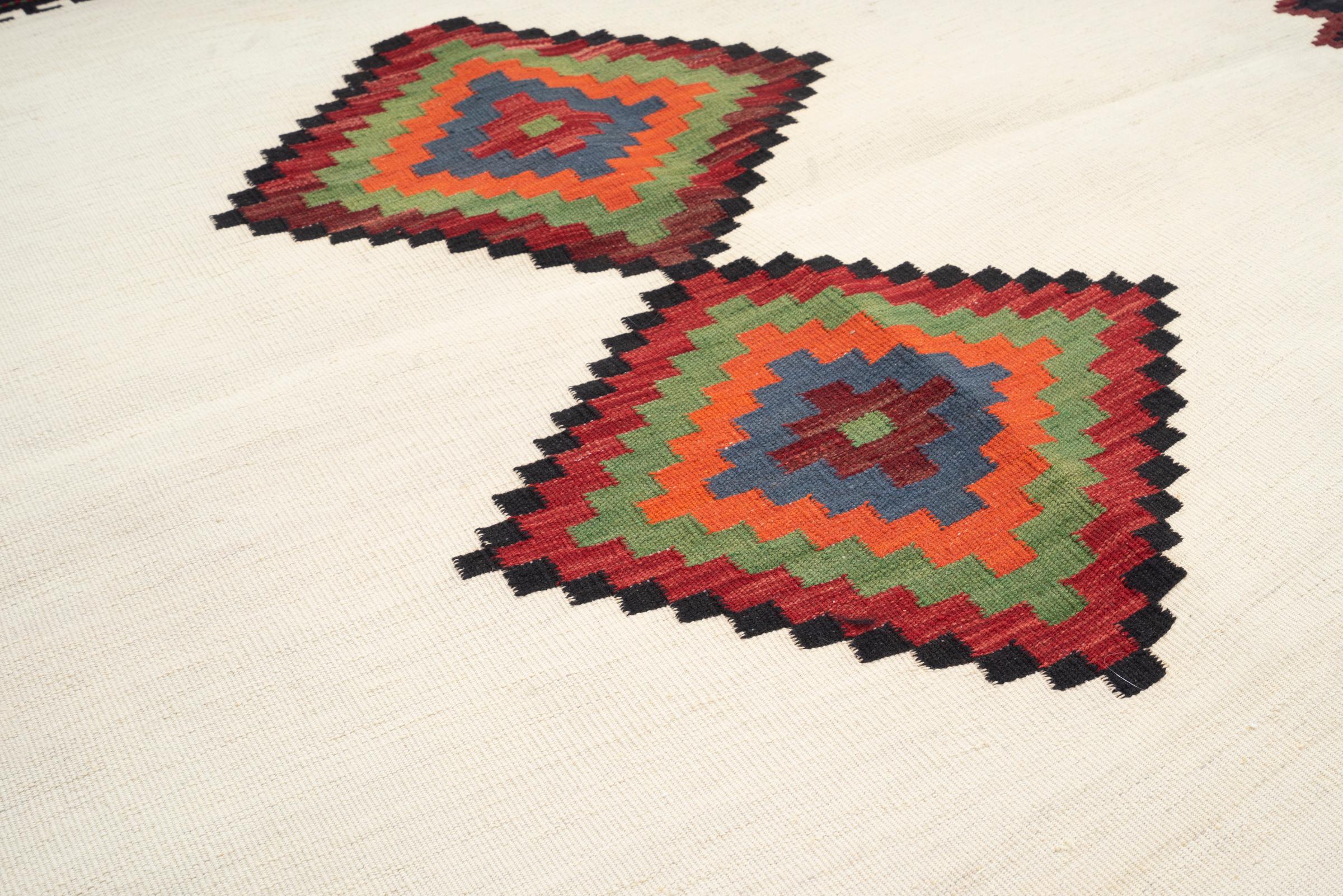 Vintage Afshar White Double Toranj Persian Sofreh Rug