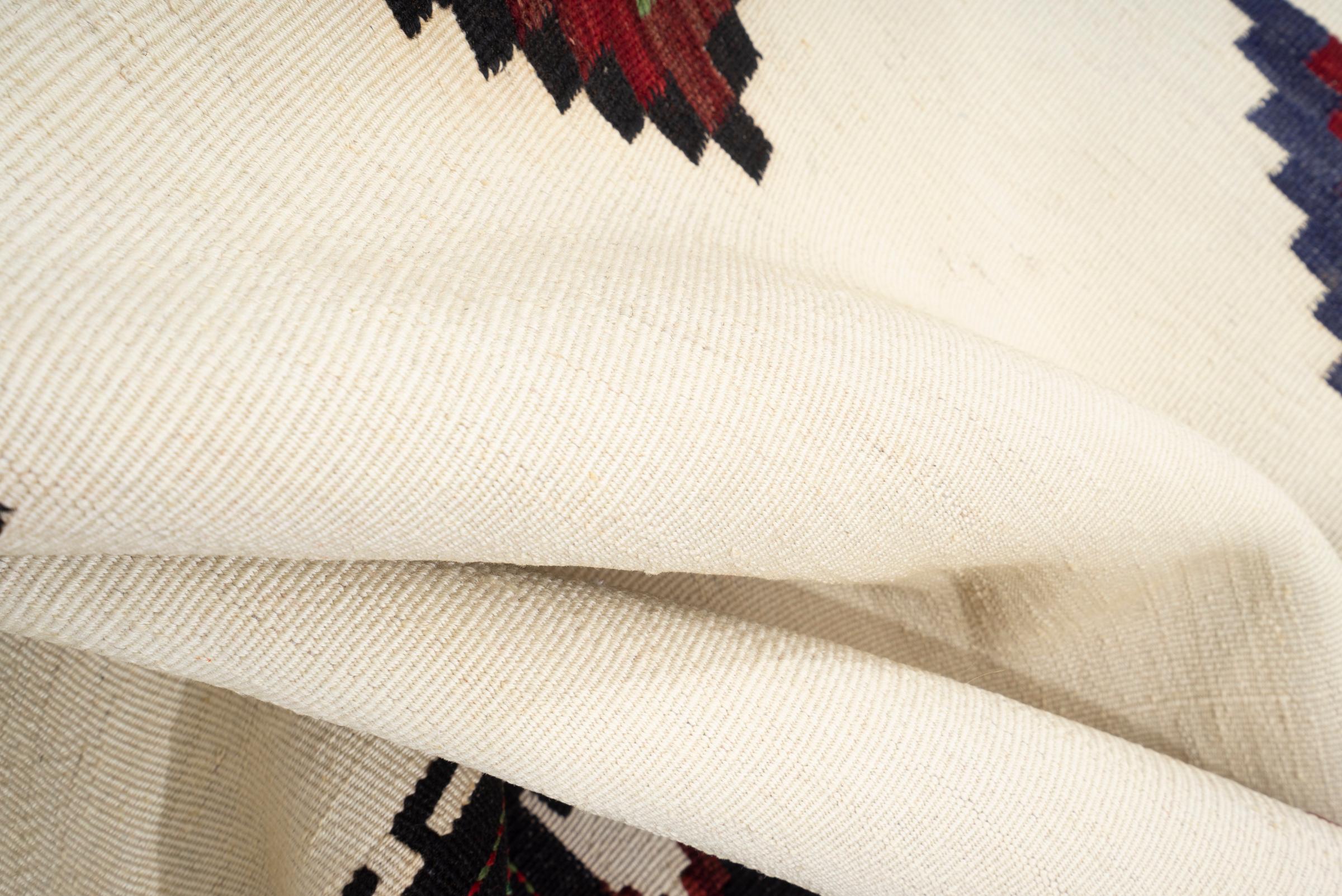 Vintage Afshar White Double Toranj Persian Sofreh Rug