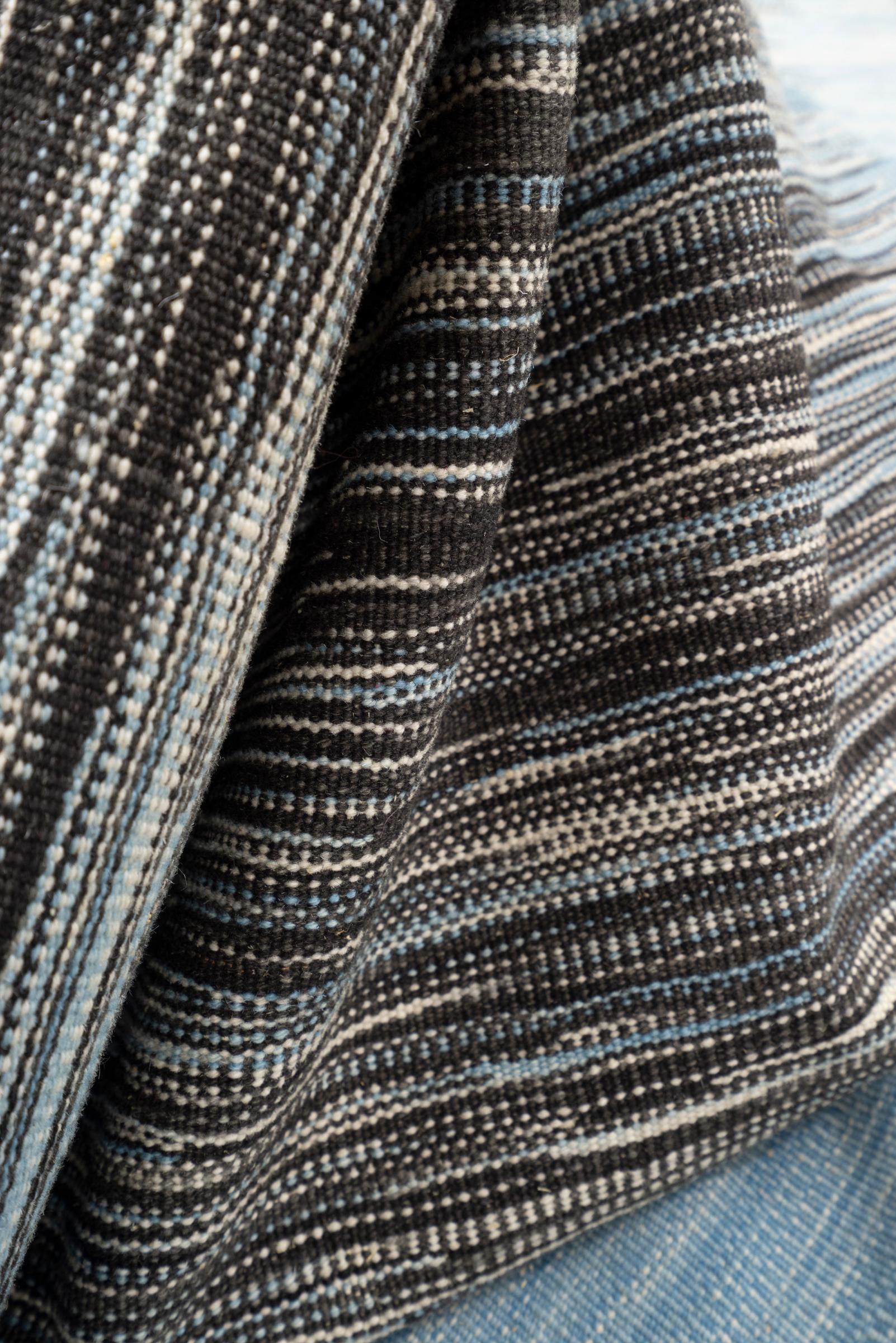 New Weave Fine Mazandaran Minimalist Sky and Shadow Persian Kilim Runner