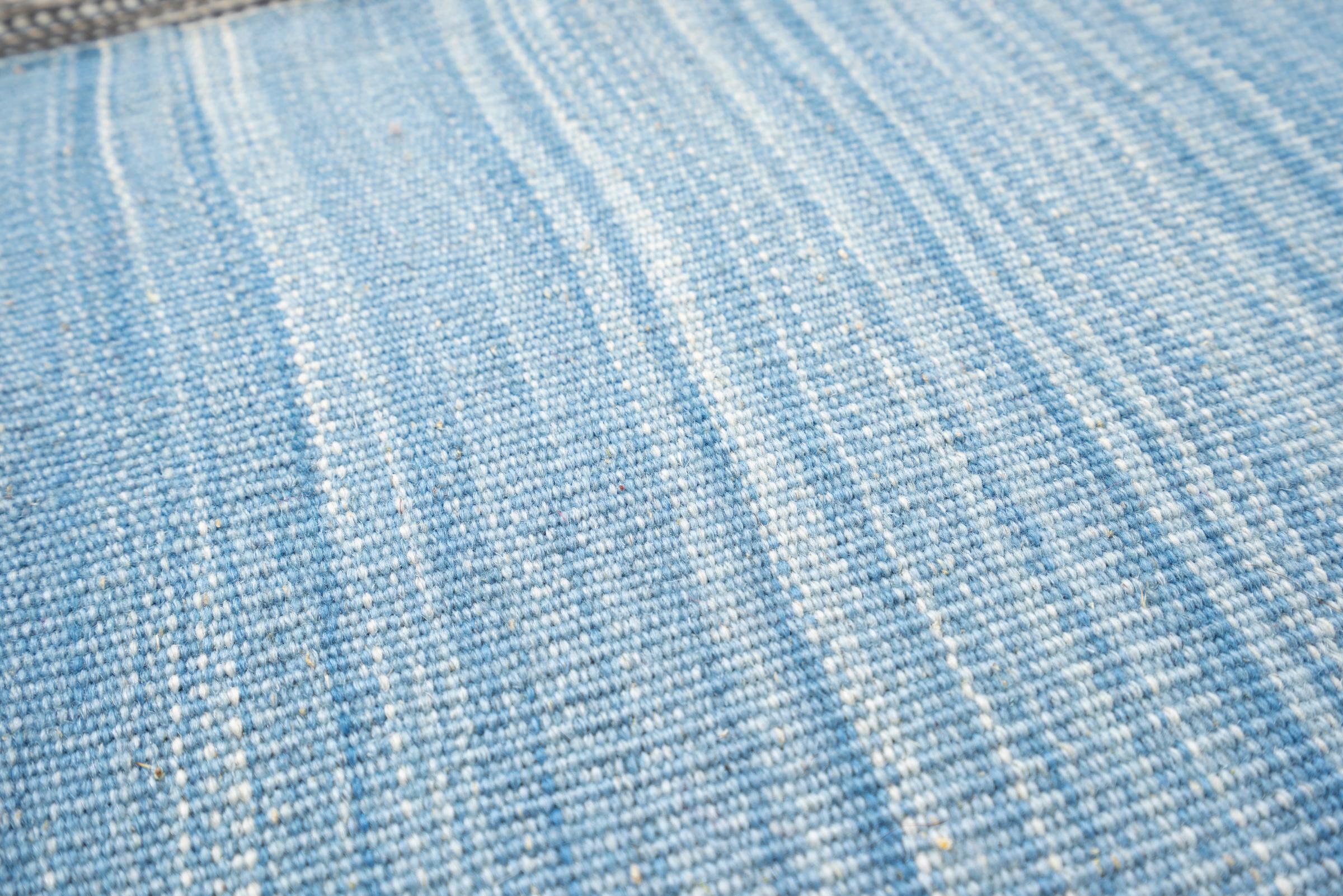 New Weave Fine Mazandaran Minimalist Sky and Shadow Persian Kilim Runner