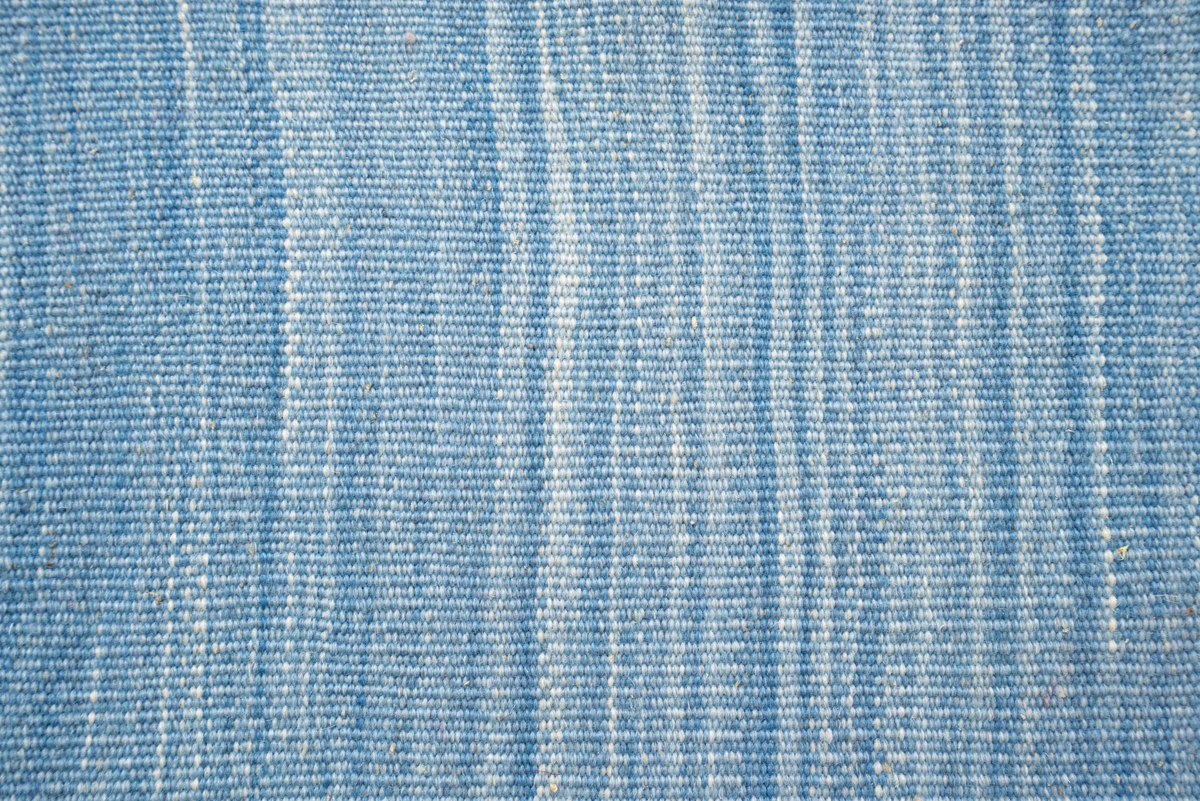 New Weave Fine Mazandaran Minimalist Sky and Shadow Persian Kilim Runner
