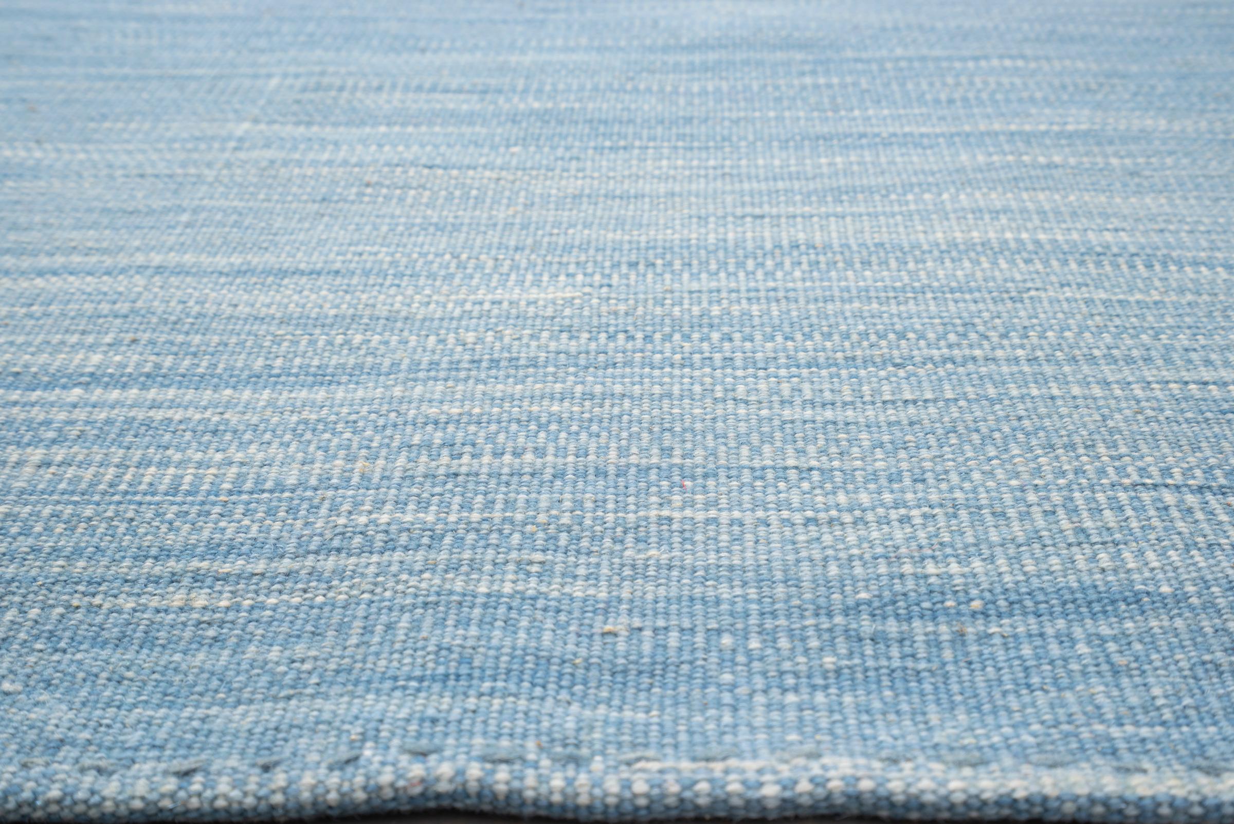 New Weave Fine Mazandaran Minimalist Sky and Shadow Persian Kilim Runner