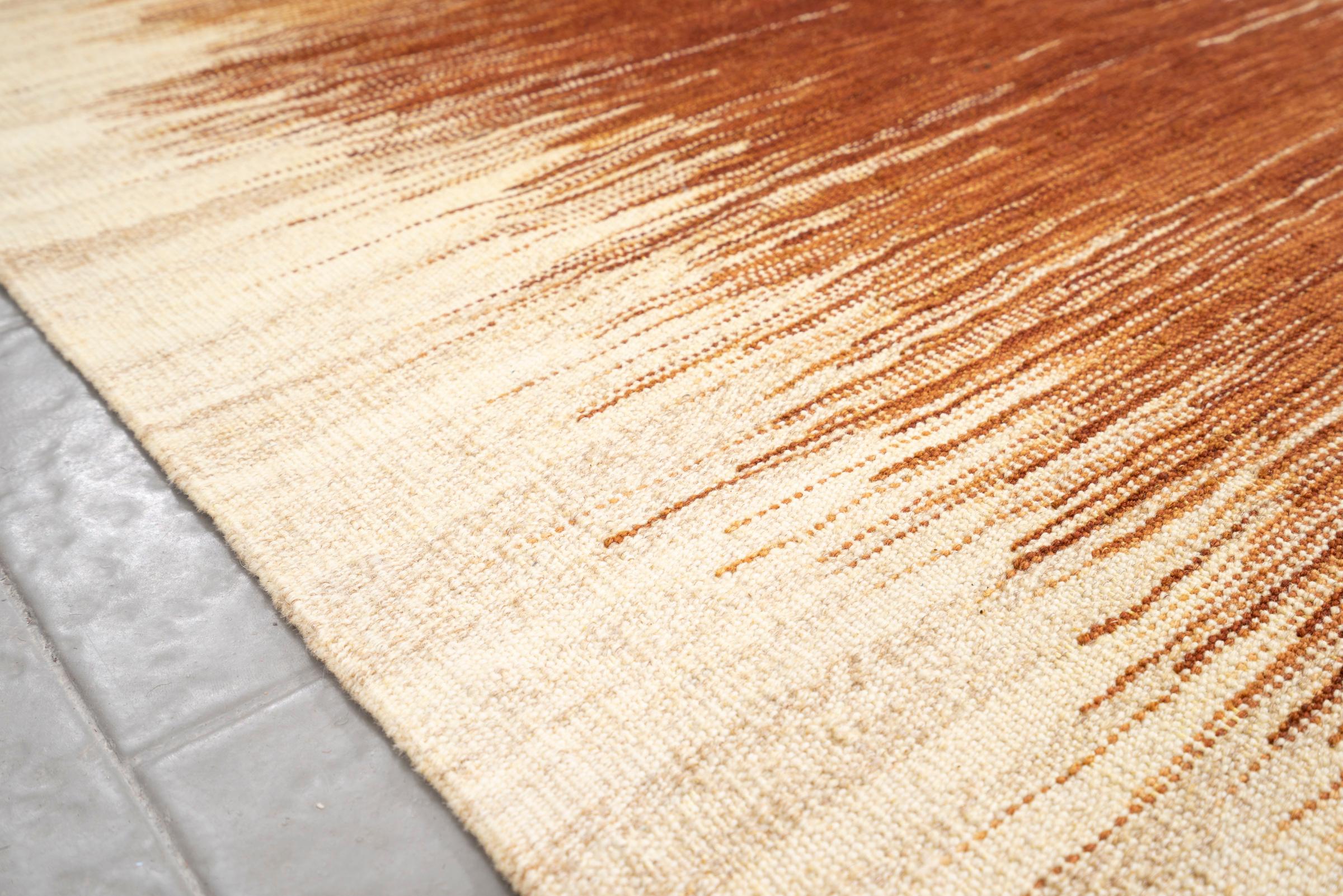 New Weave Fine Mazandaran Minimalist Sand Persian Kilim Runner