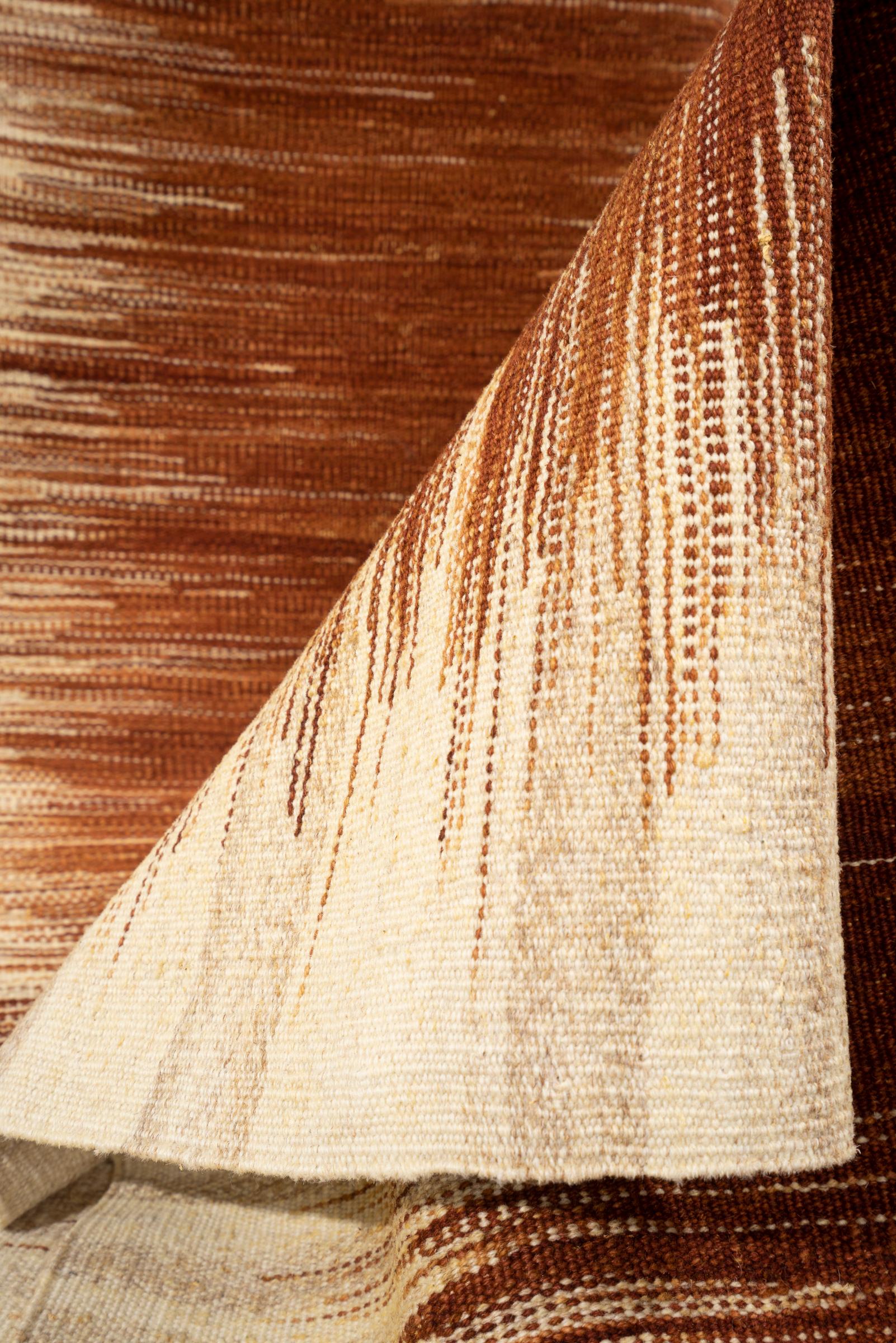 New Weave Fine Mazandaran Minimalist Sand Persian Kilim Runner