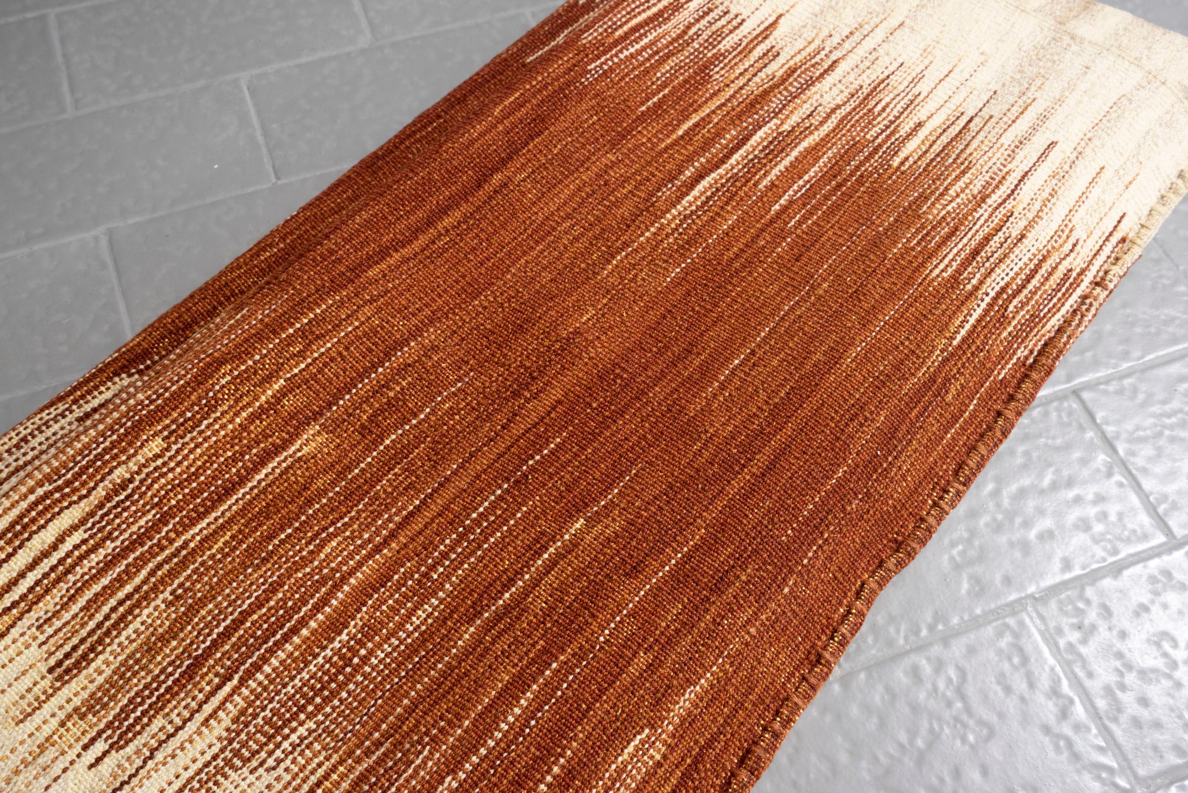 New Weave Fine Mazandaran Minimalist Sand Persian Kilim Runner