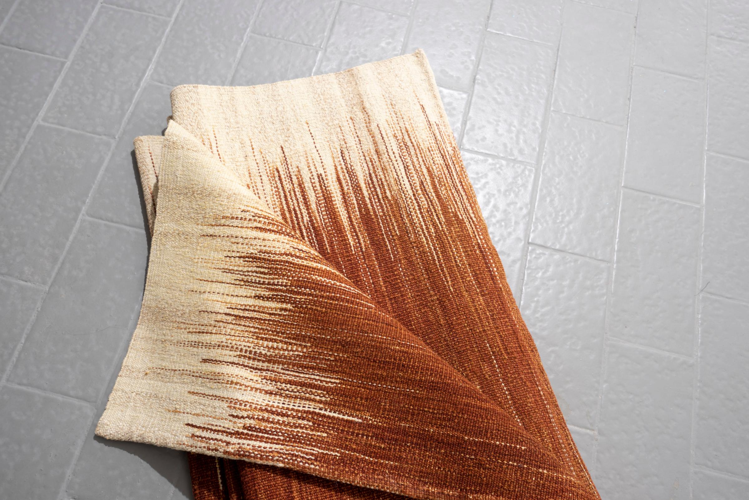 New Weave Fine Mazandaran Minimalist Sand Persian Kilim Runner