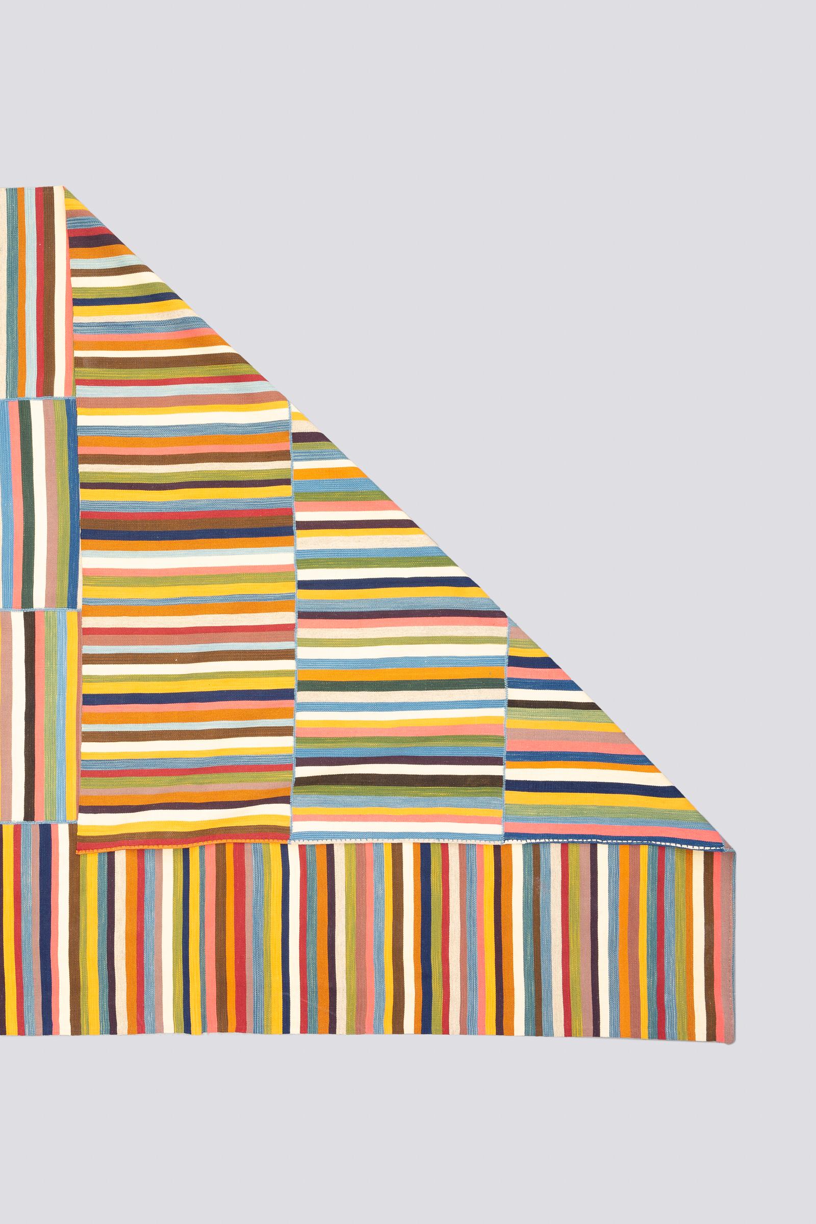 New Weave Fine Mazandaran Minimalist Stripes Persian Kilim Rug