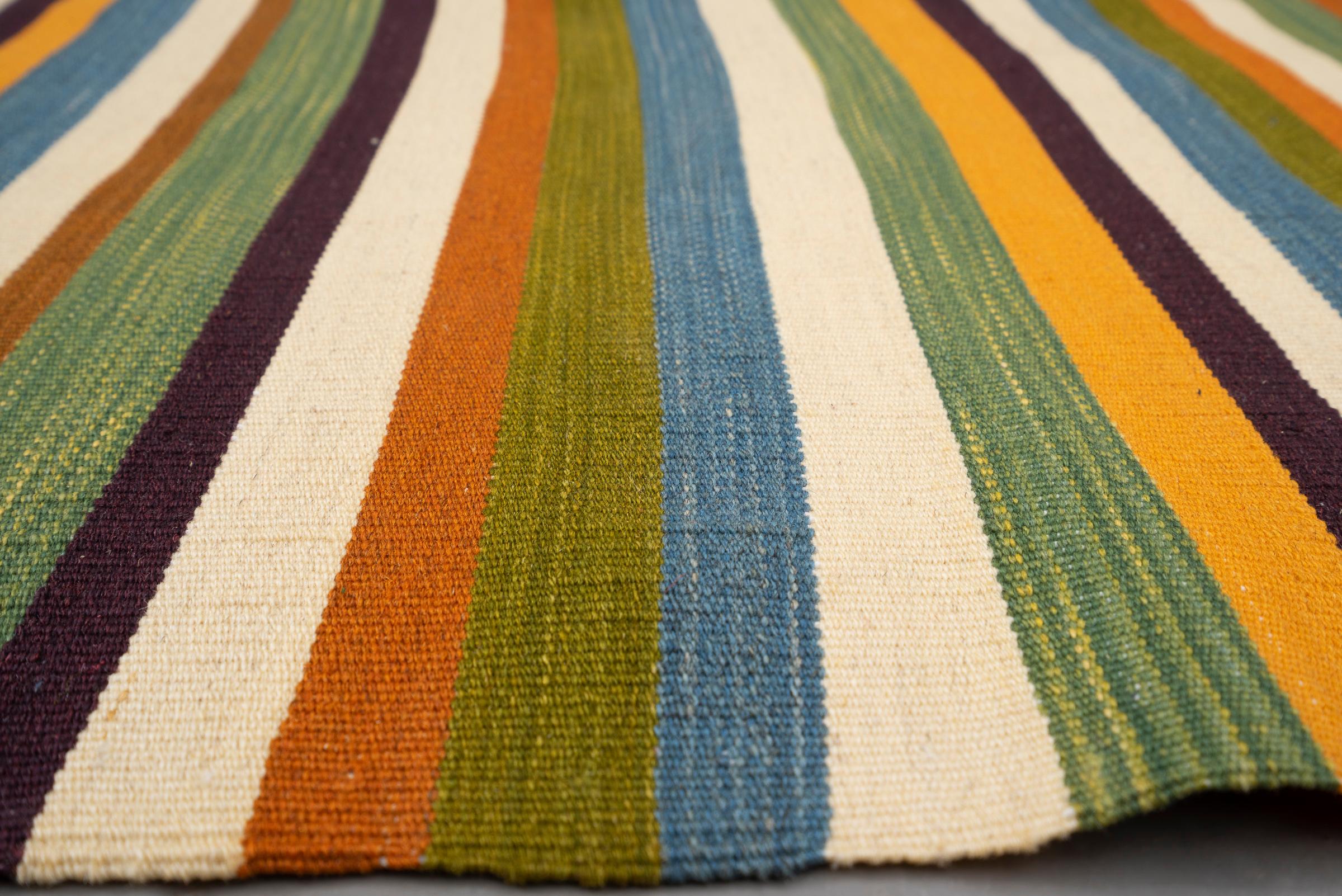 New Weave Fine Mazandaran Minimalist Stripes Persian Kilim Rug
