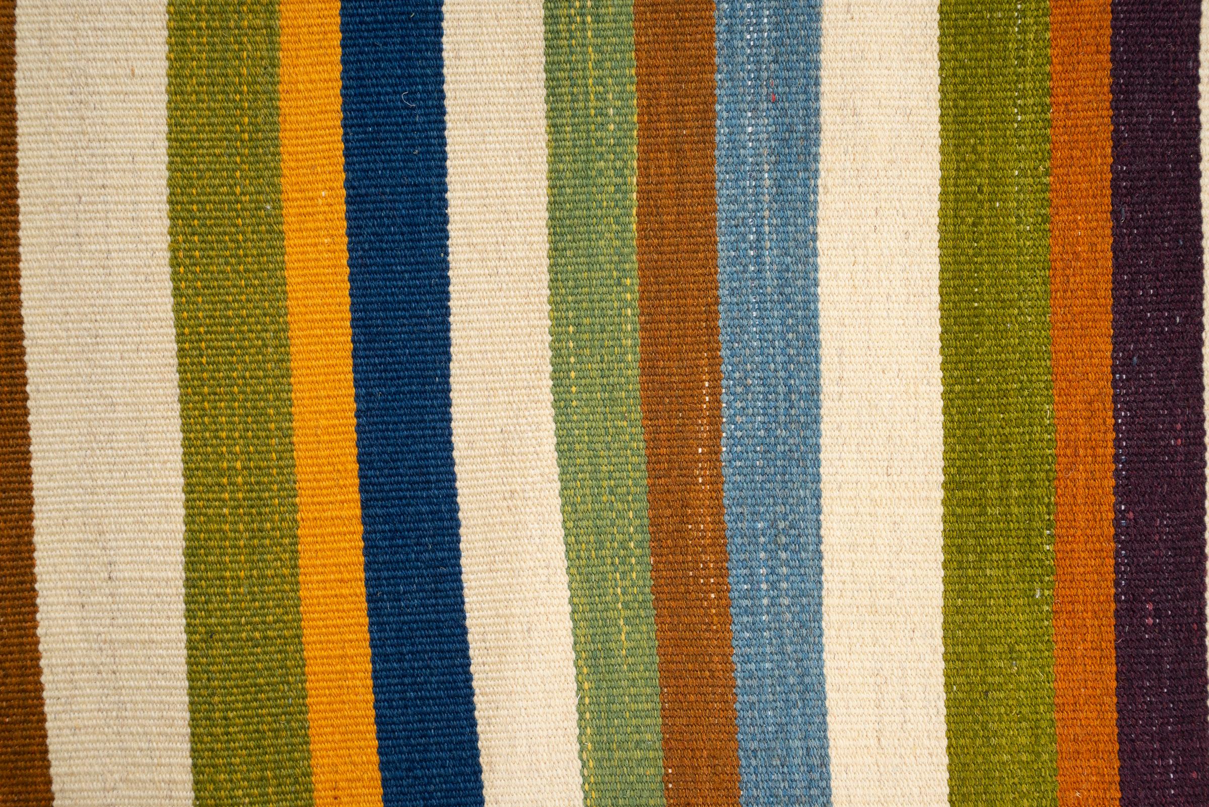 New Weave Fine Mazandaran Minimalist Stripes Persian Kilim Rug