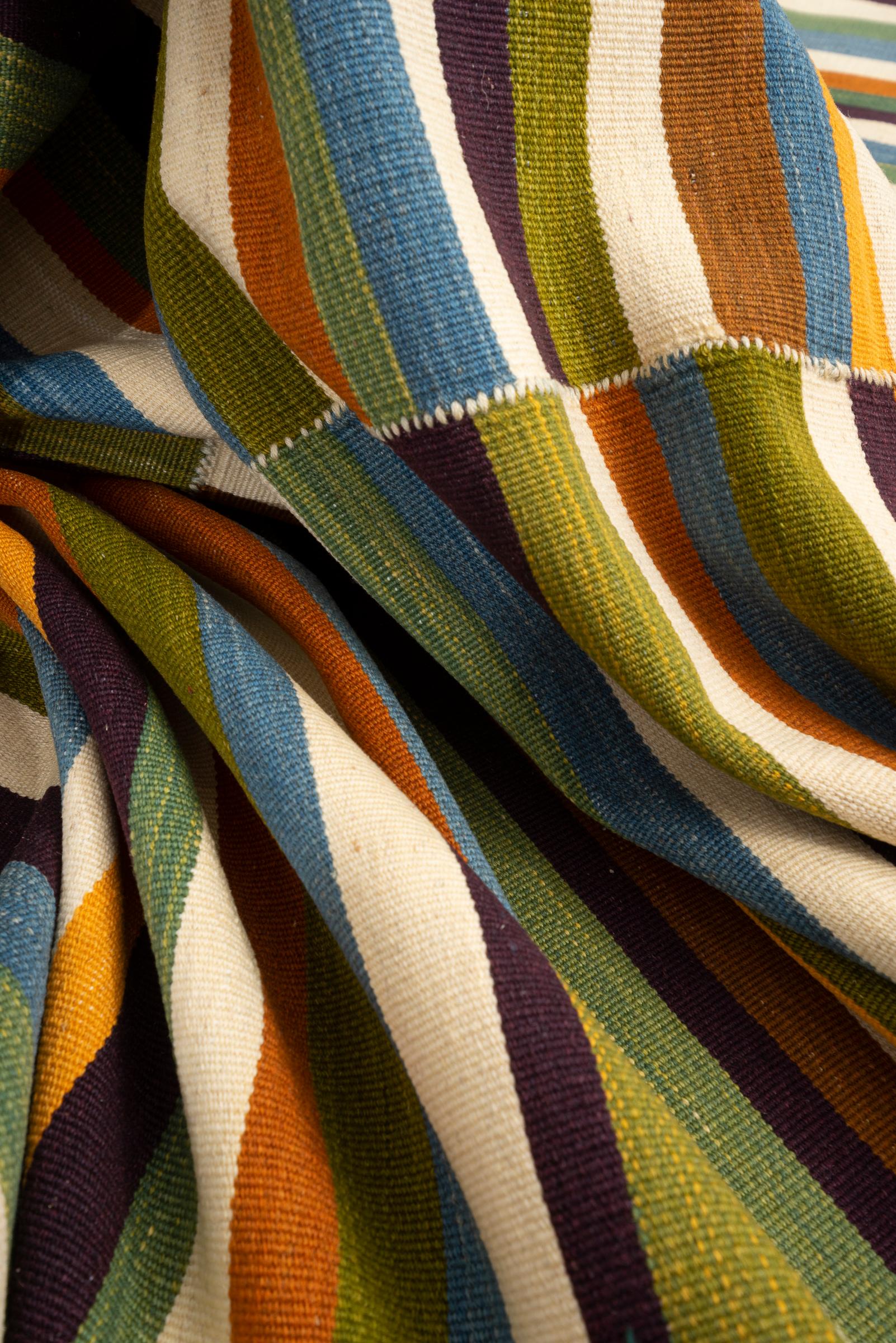 New Weave Fine Mazandaran Minimalist Stripes Persian Kilim Rug