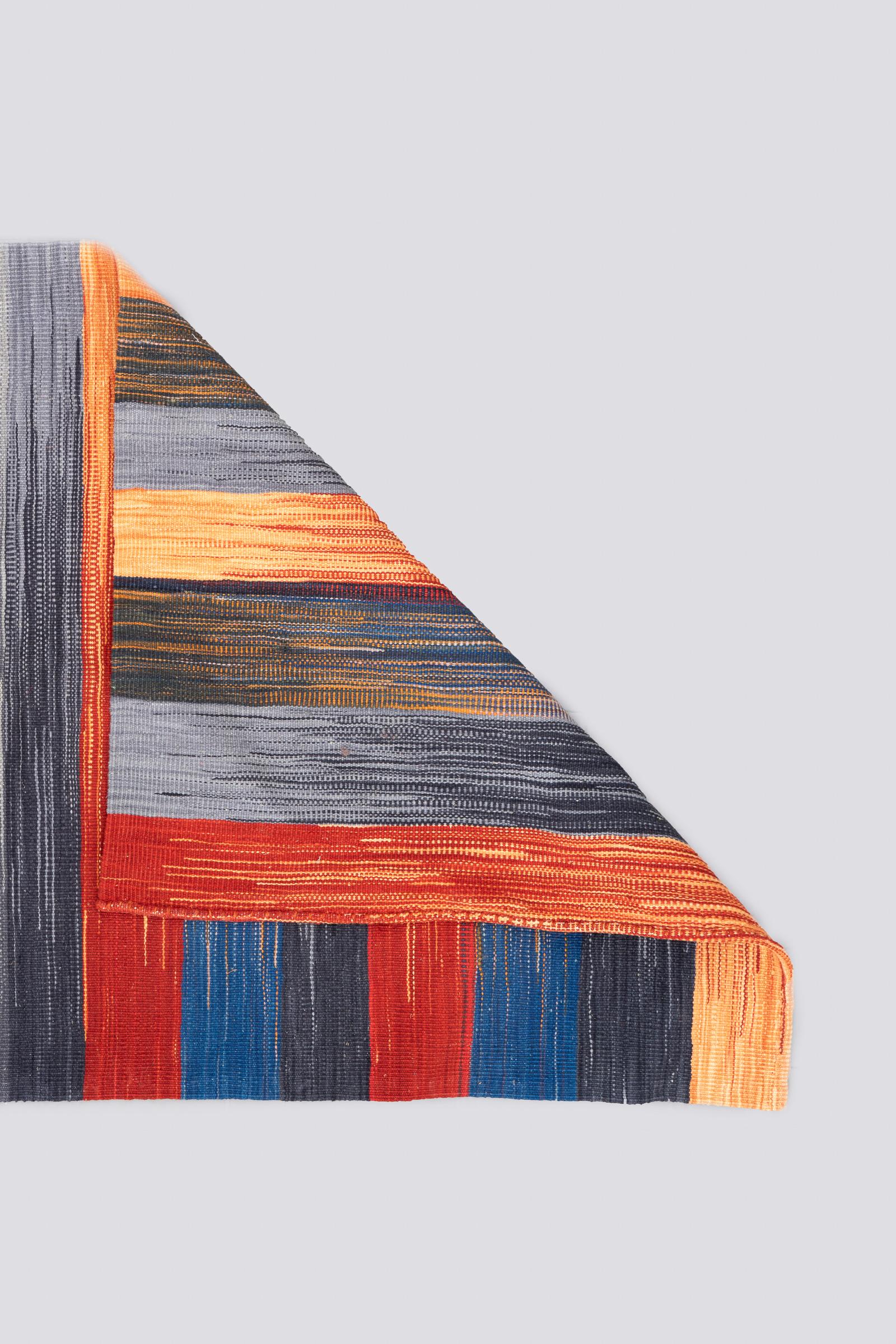 New Weave Fine Mazandaran Minimalist Stripes Persian Kilim Rug