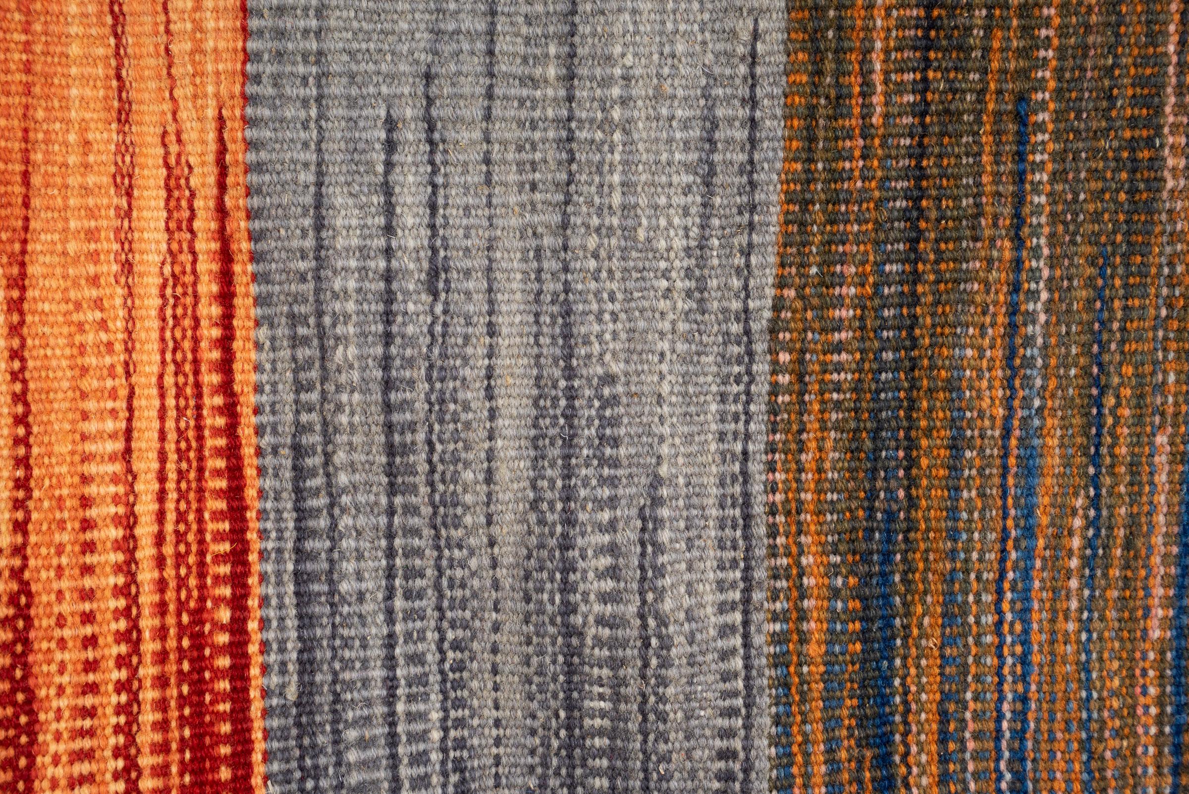 New Weave Fine Mazandaran Minimalist Stripes Persian Kilim Rug