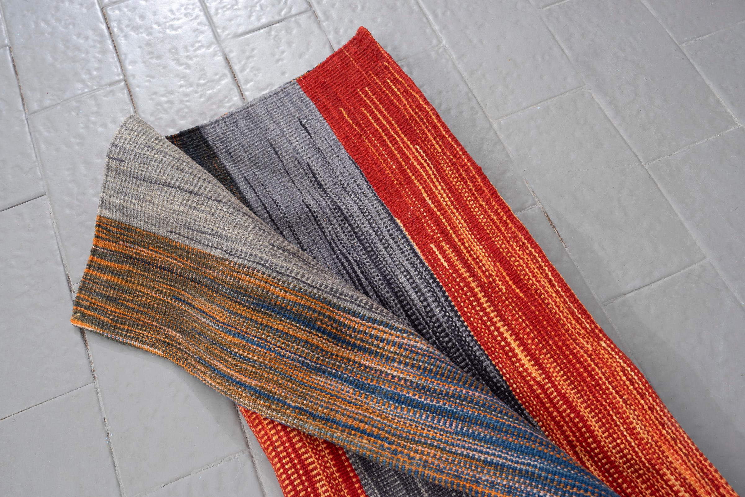 New Weave Fine Mazandaran Minimalist Stripes Persian Kilim Rug