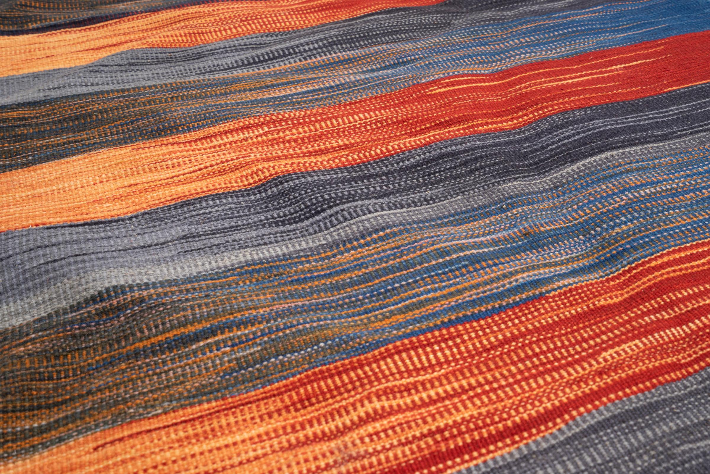New Weave Fine Mazandaran Minimalist Stripes Persian Kilim Rug