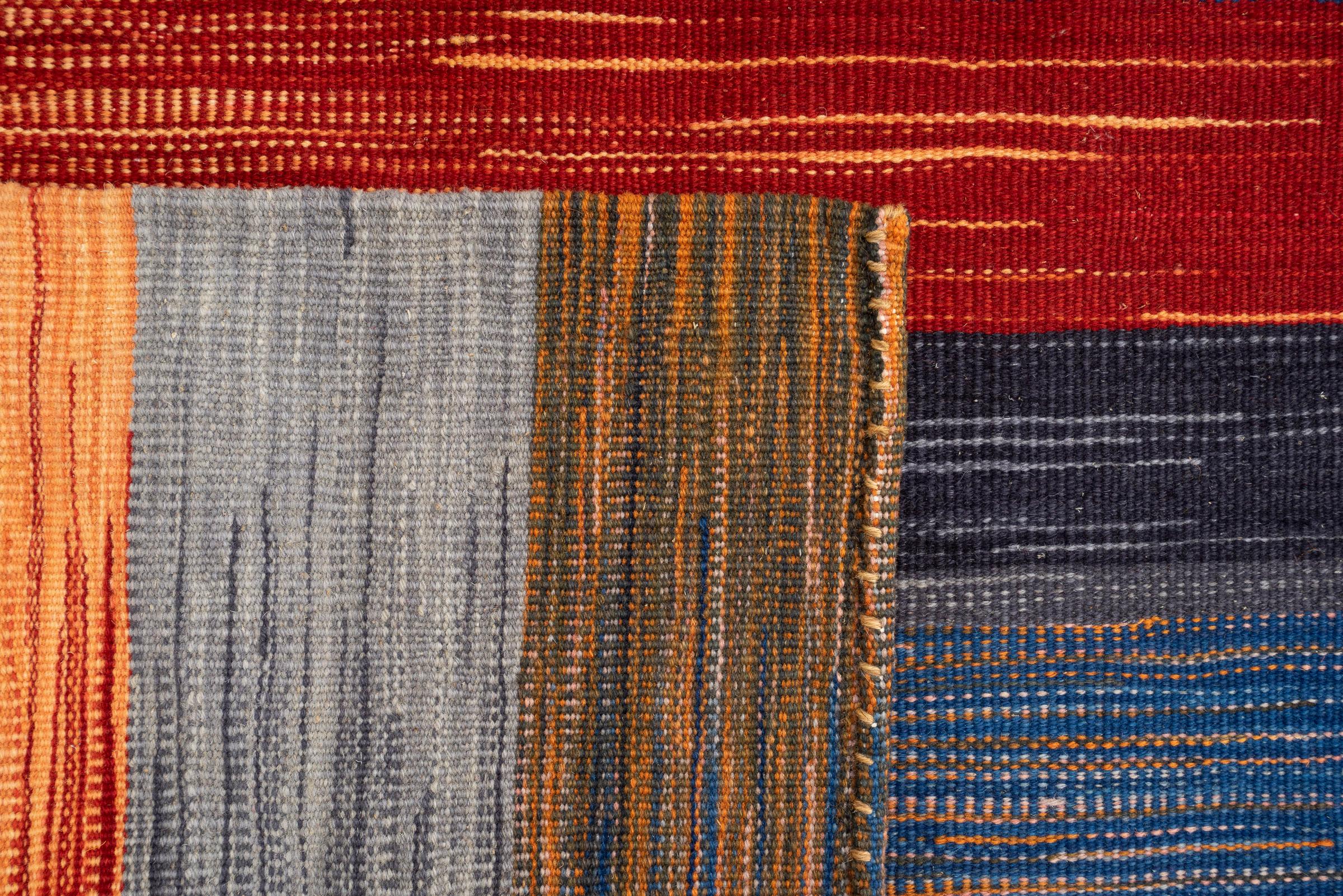 New Weave Fine Mazandaran Minimalist Stripes Persian Kilim Rug