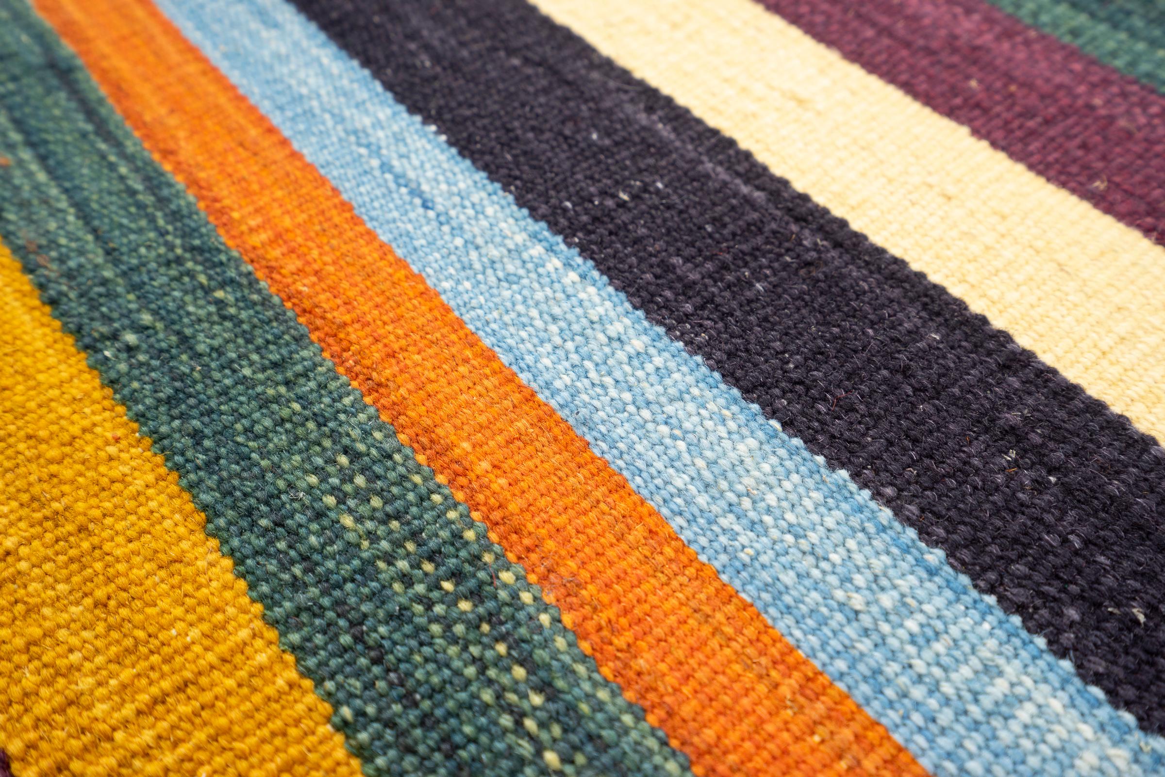 New Weave Fine Mazandaran Minimalist Stripes Persian Kilim Runner