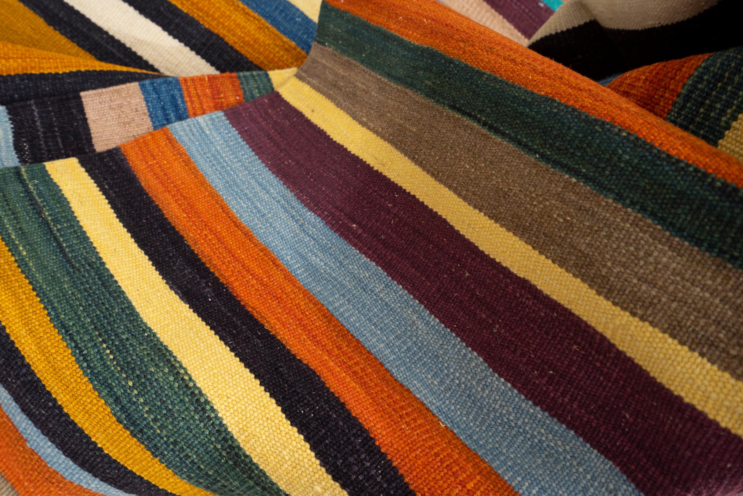 New Weave Fine Mazandaran Minimalist Stripes Persian Kilim Runner