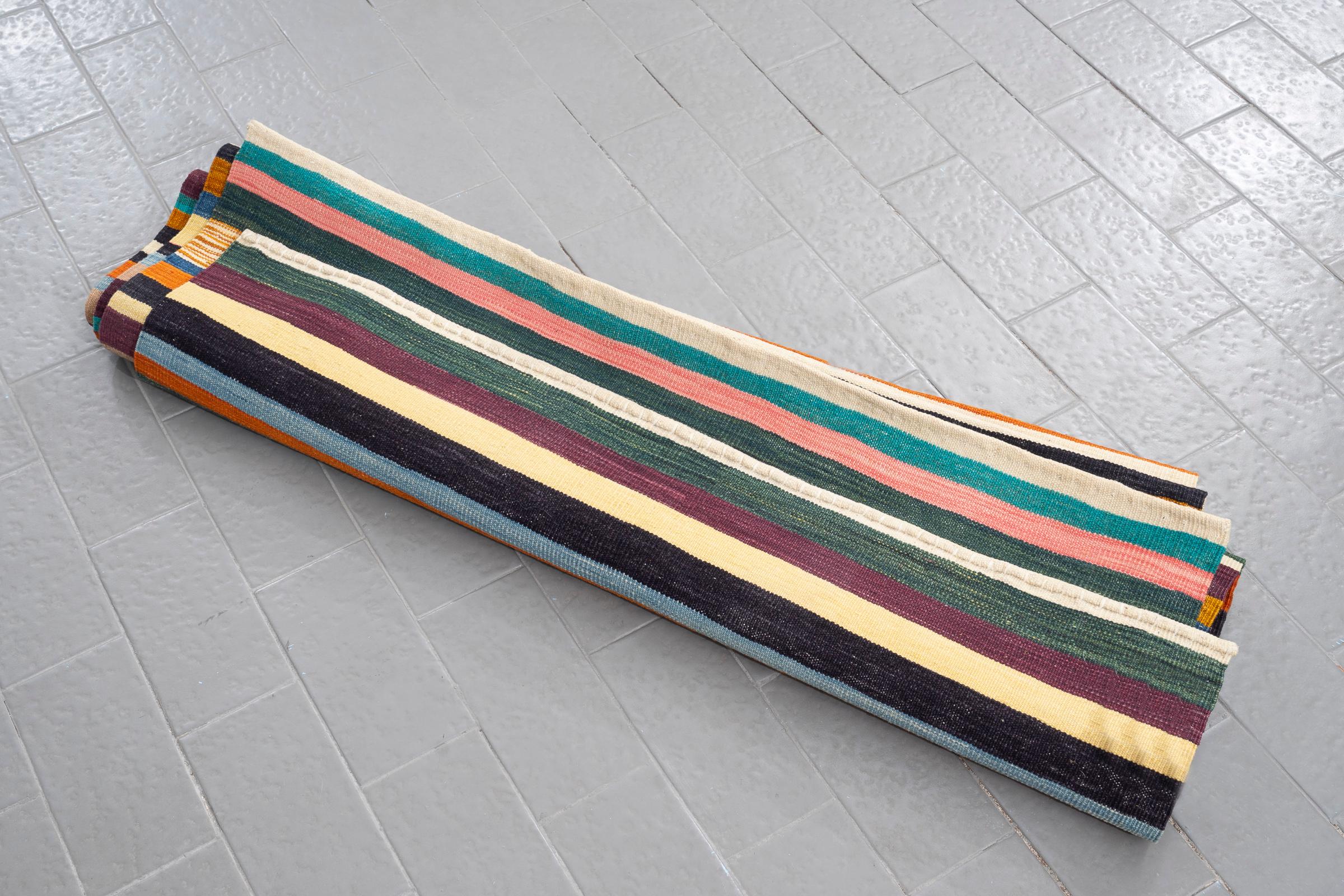 New Weave Fine Mazandaran Minimalist Stripes Persian Kilim Runner