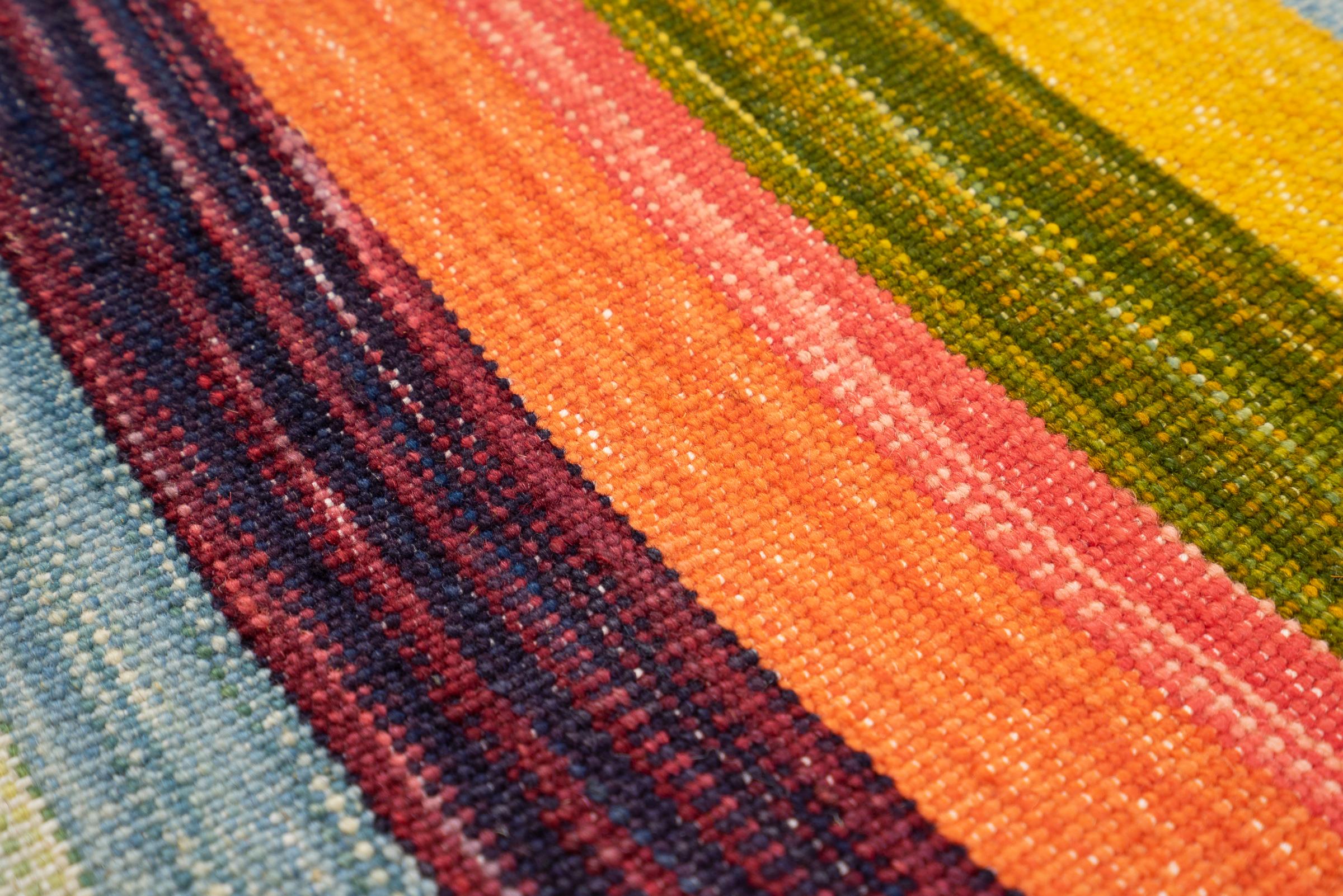 New Weave Fine Mazandaran Minimalist Stripes Persian Kilim Runner