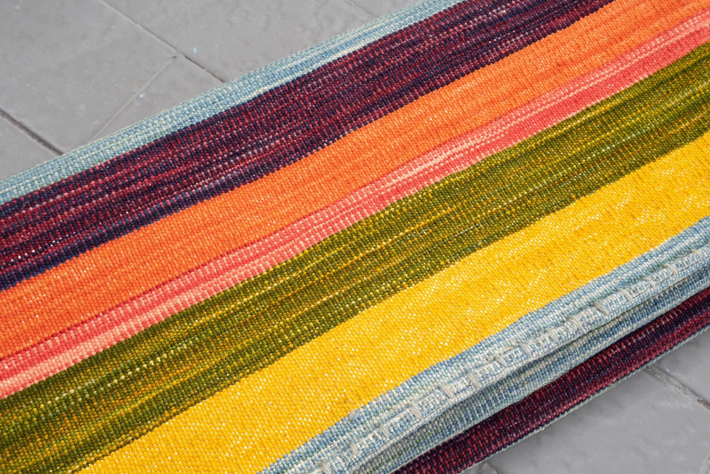 New Weave Fine Mazandaran Minimalist Stripes Persian Kilim Runner