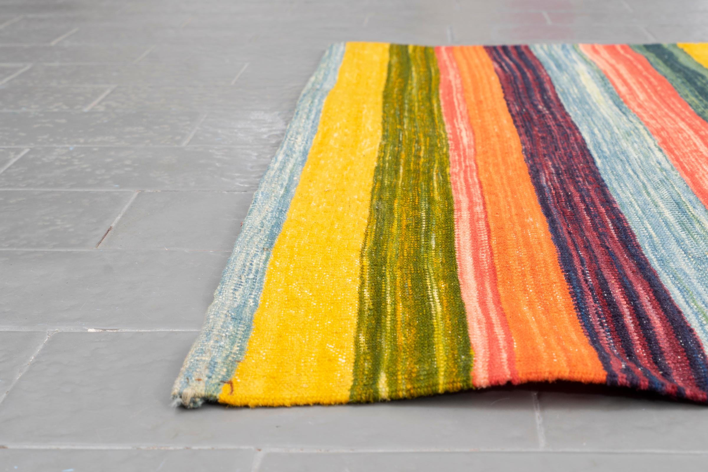 New Weave Fine Mazandaran Minimalist Stripes Persian Kilim Runner