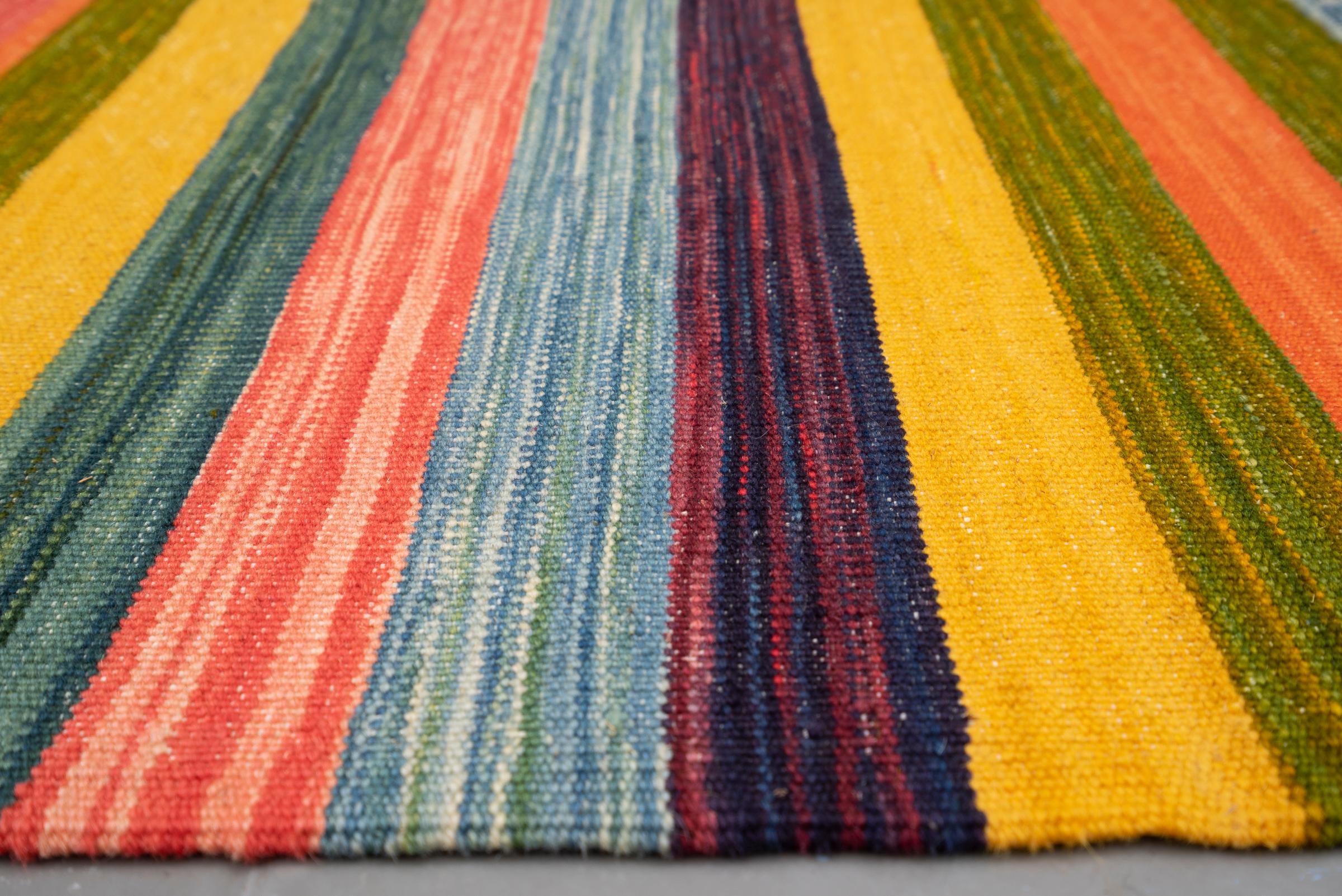 New Weave Fine Mazandaran Minimalist Stripes Persian Kilim Runner