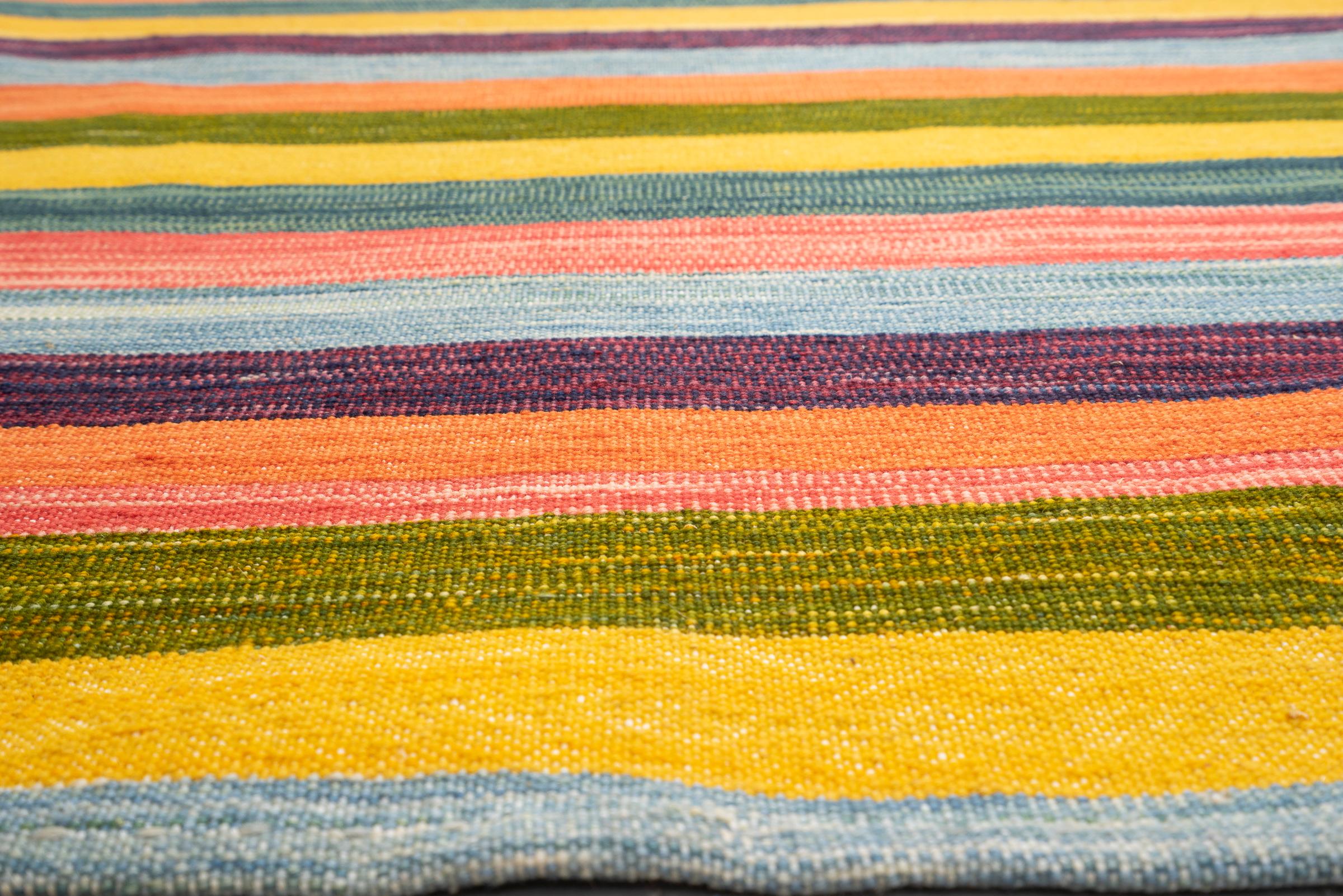 New Weave Fine Mazandaran Minimalist Stripes Persian Kilim Runner