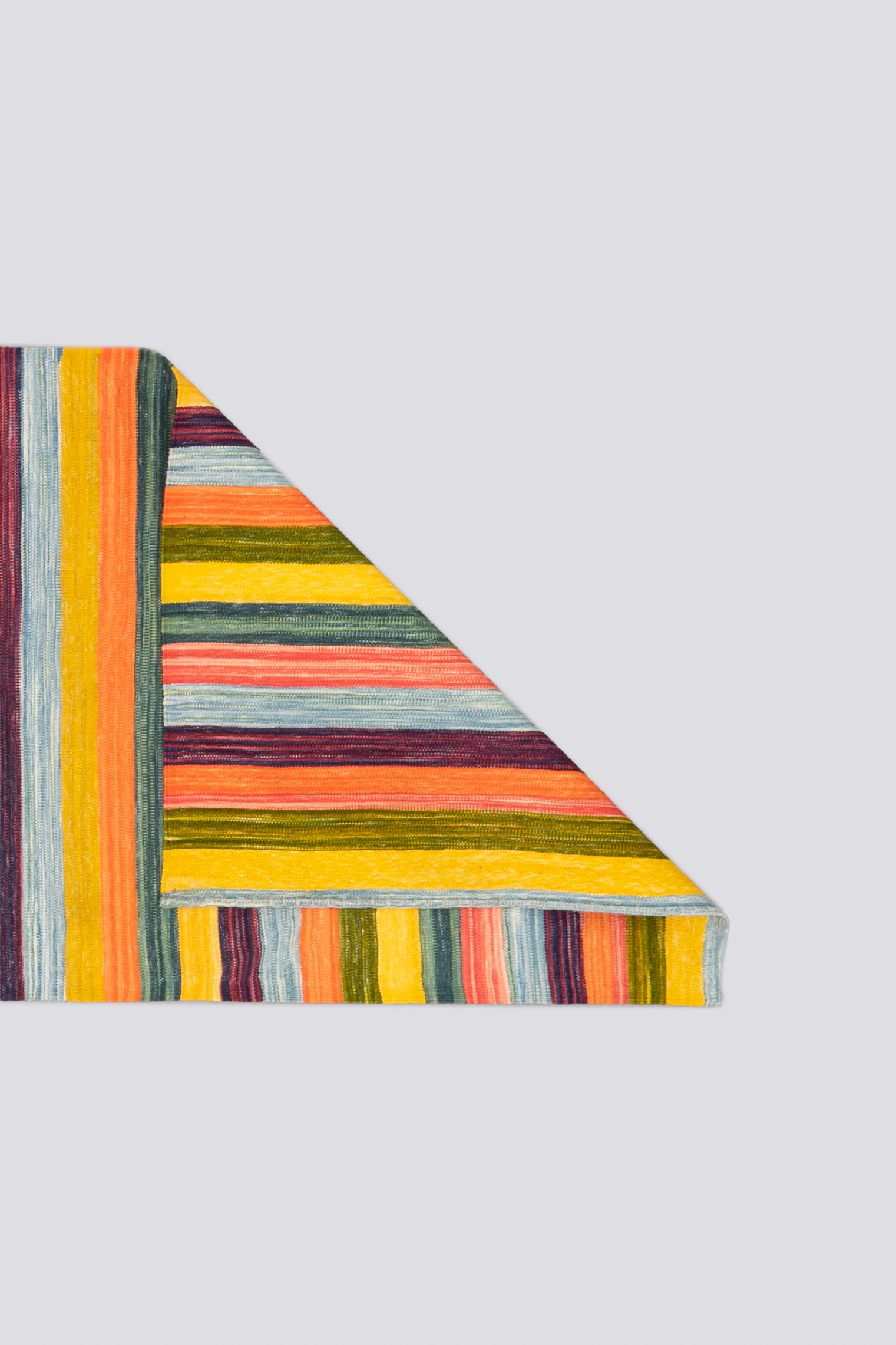 New Weave Fine Mazandaran Minimalist Stripes Persian Kilim Runner