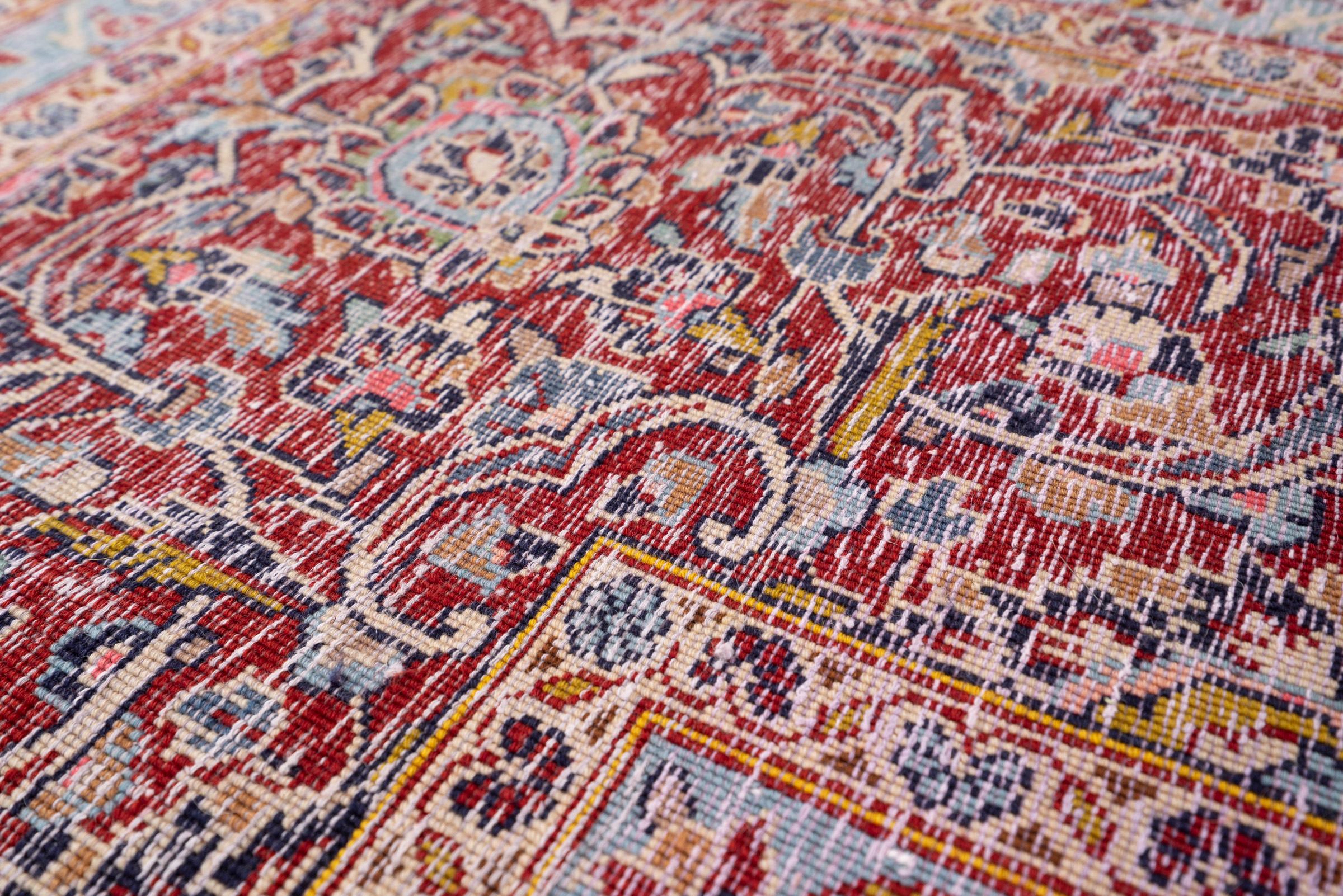 Vintage Fine Kashan Navy Lachak Toranj Persian Rug