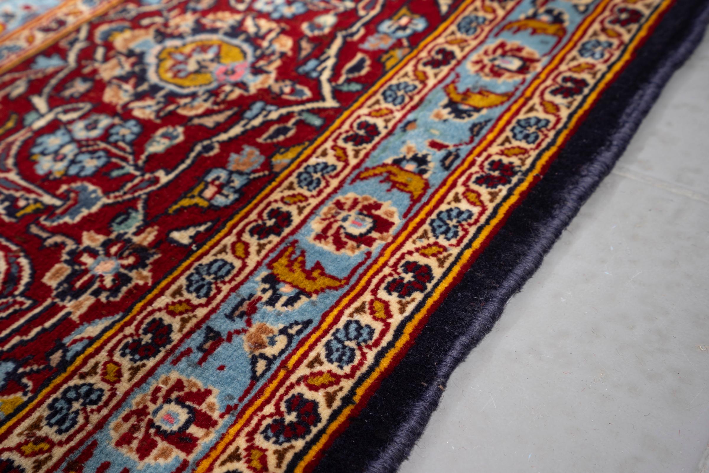 Vintage Fine Kashan Navy Lachak Toranj Persian Rug