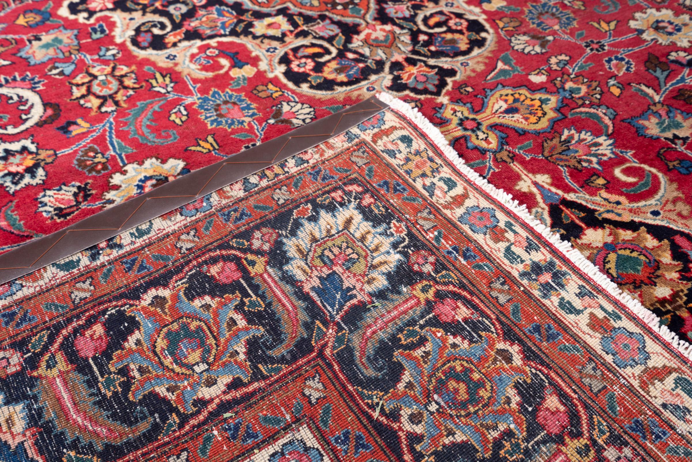 Mashhad Maroon Floral Lachak Toranj Persian Rug