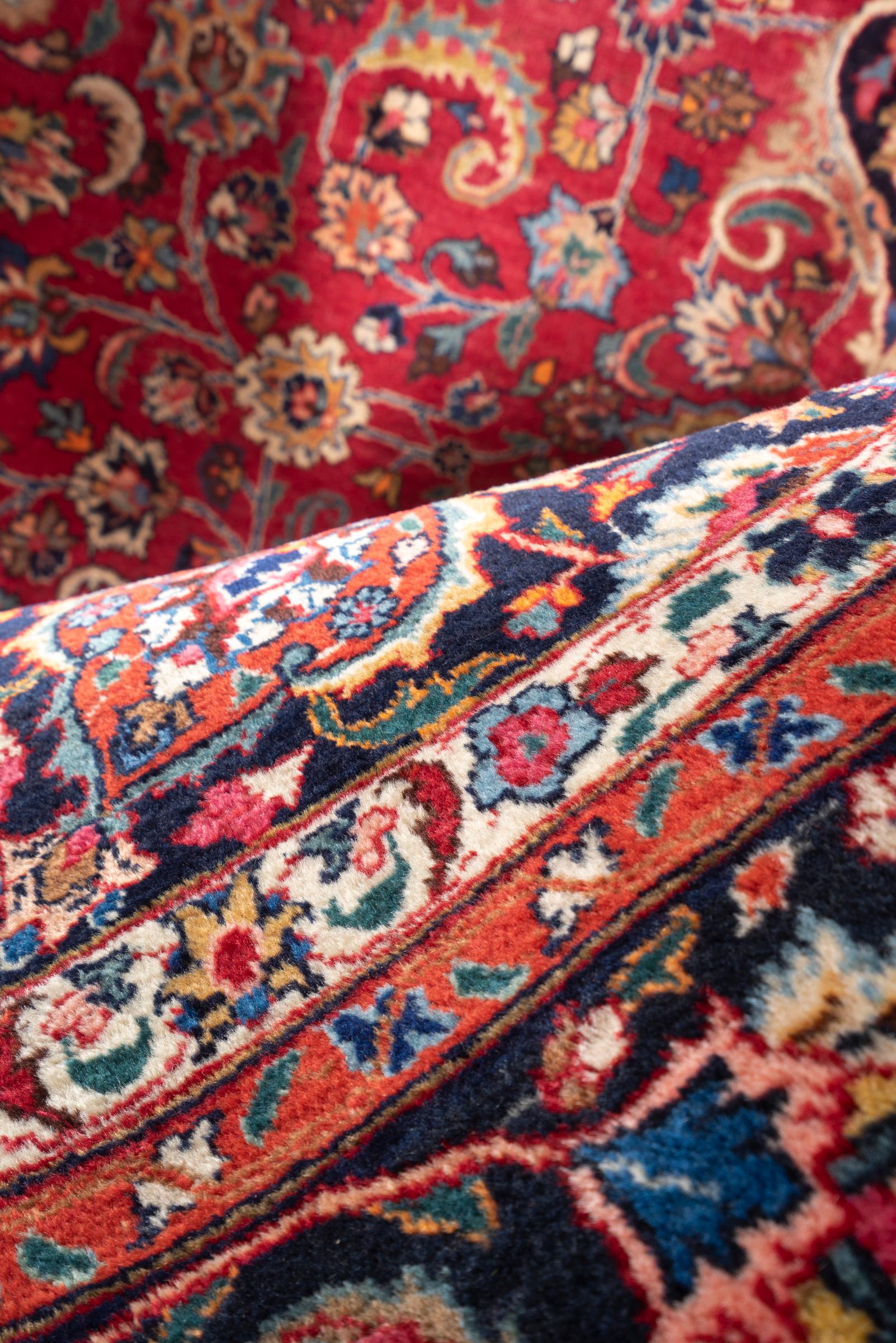Mashhad Maroon Floral Lachak Toranj Persian Rug