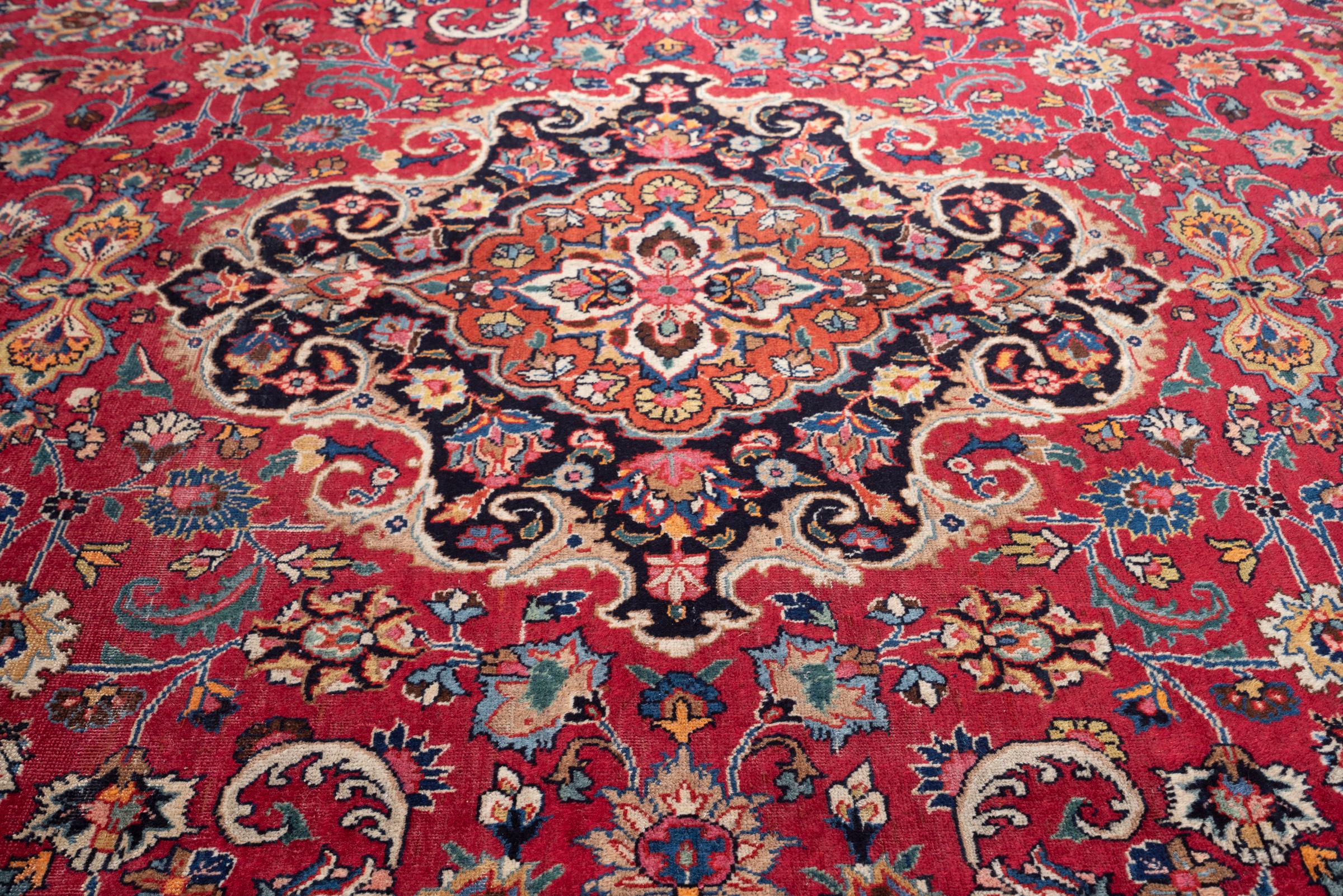 Mashhad Maroon Floral Lachak Toranj Persian Rug