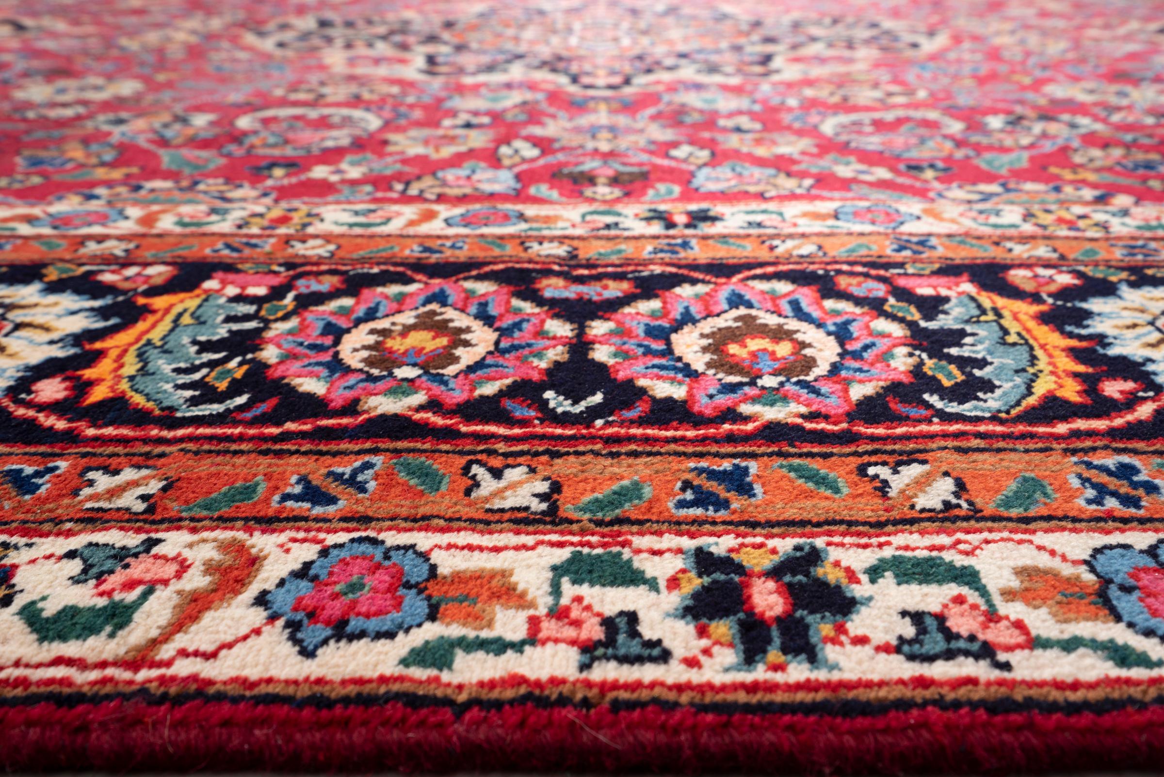 Mashhad Maroon Floral Lachak Toranj Persian Rug