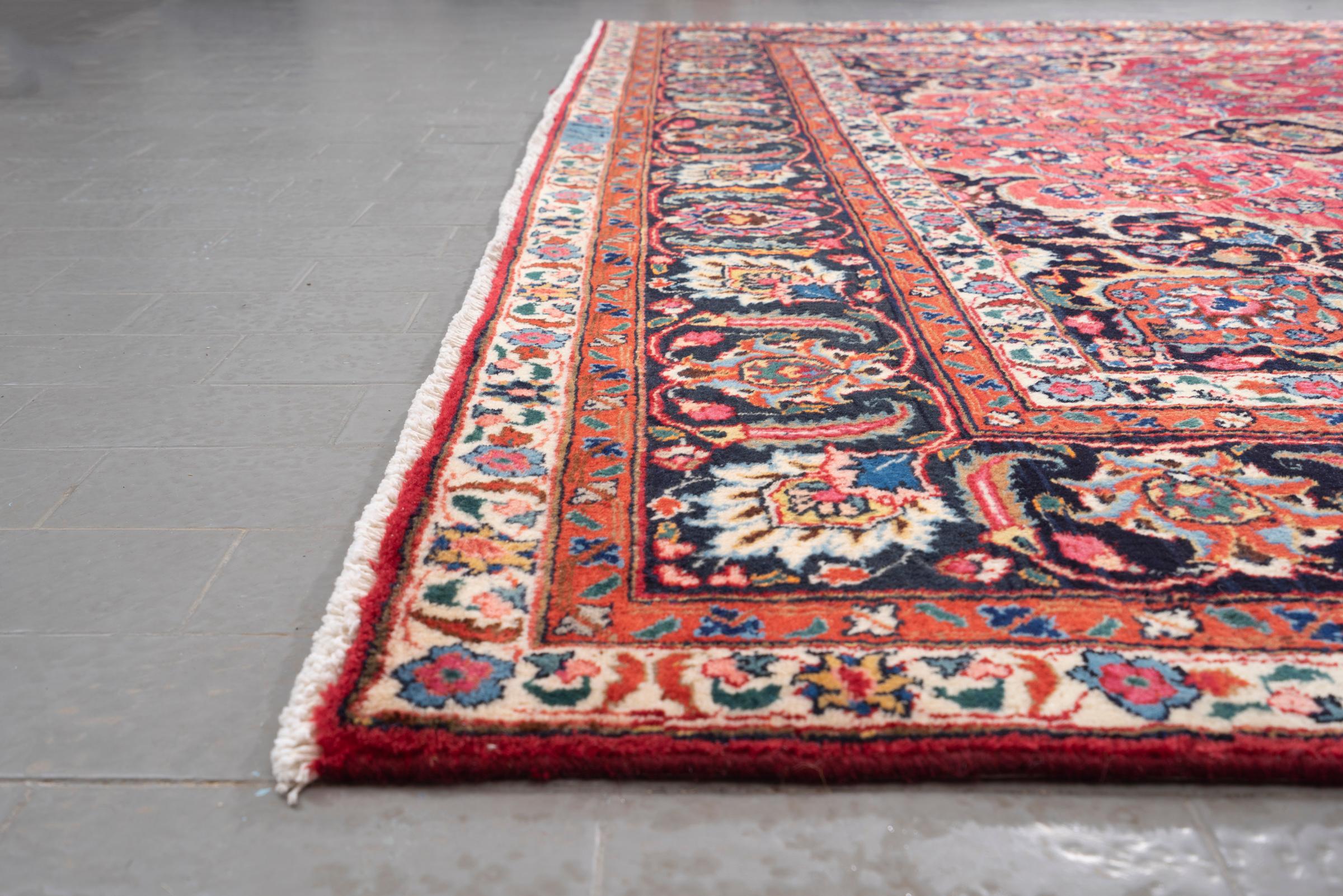 Mashhad Maroon Floral Lachak Toranj Persian Rug