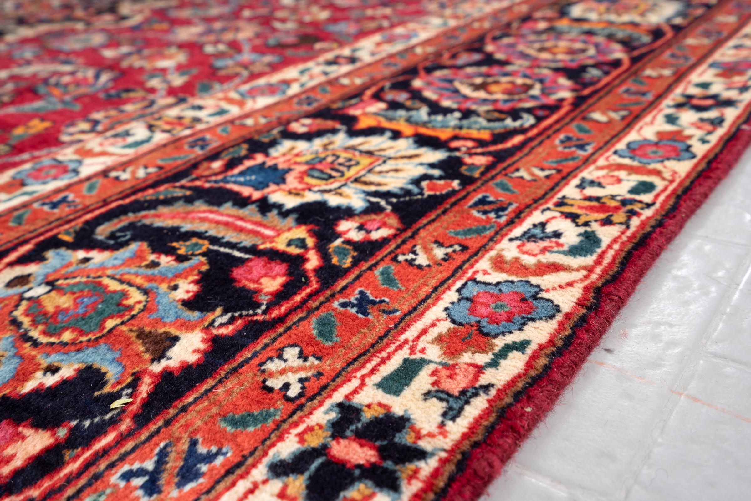 Mashhad Maroon Floral Lachak Toranj Persian Rug