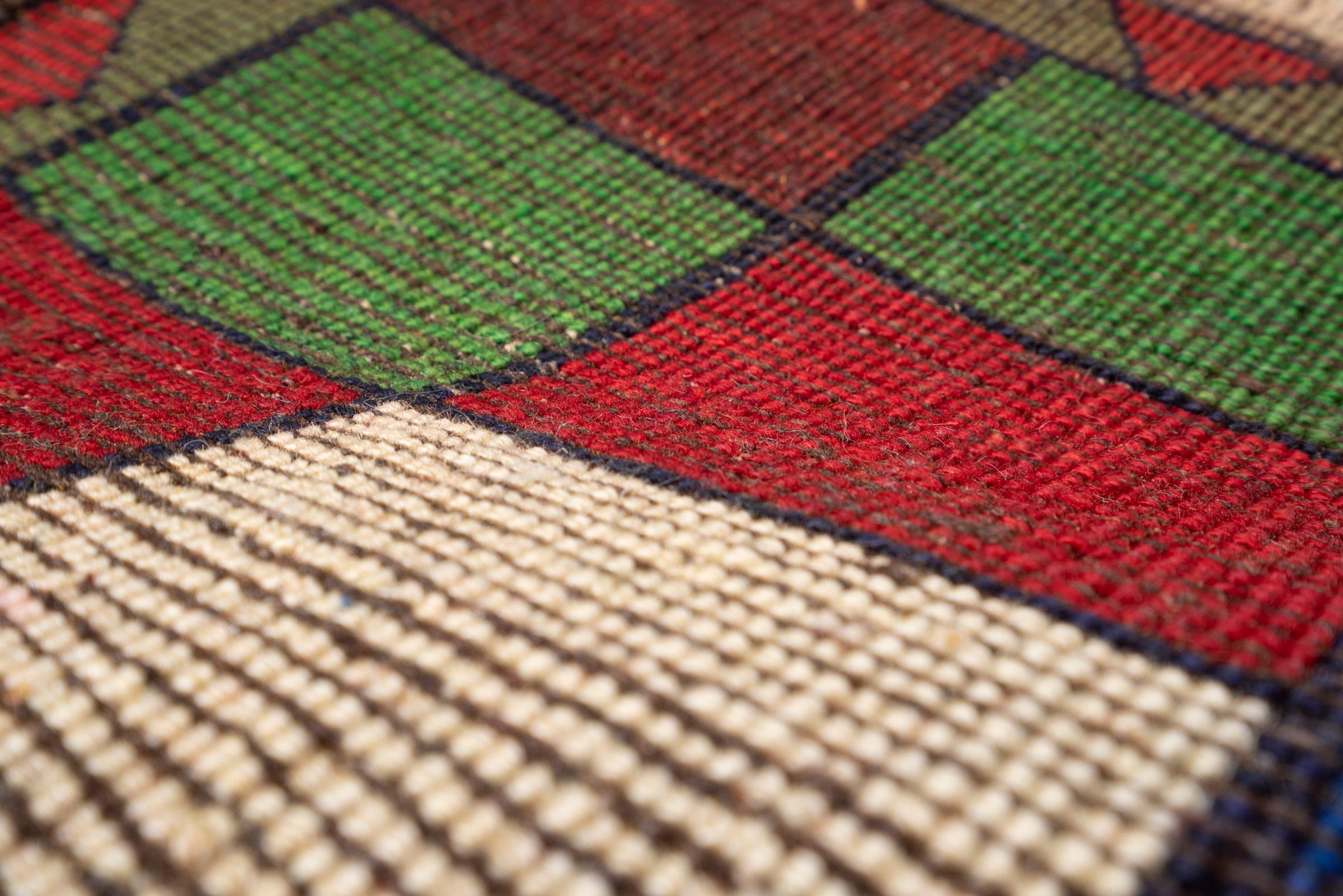 Vintage Qashqai Checkered Persian Gabbeh Poshti Rug
