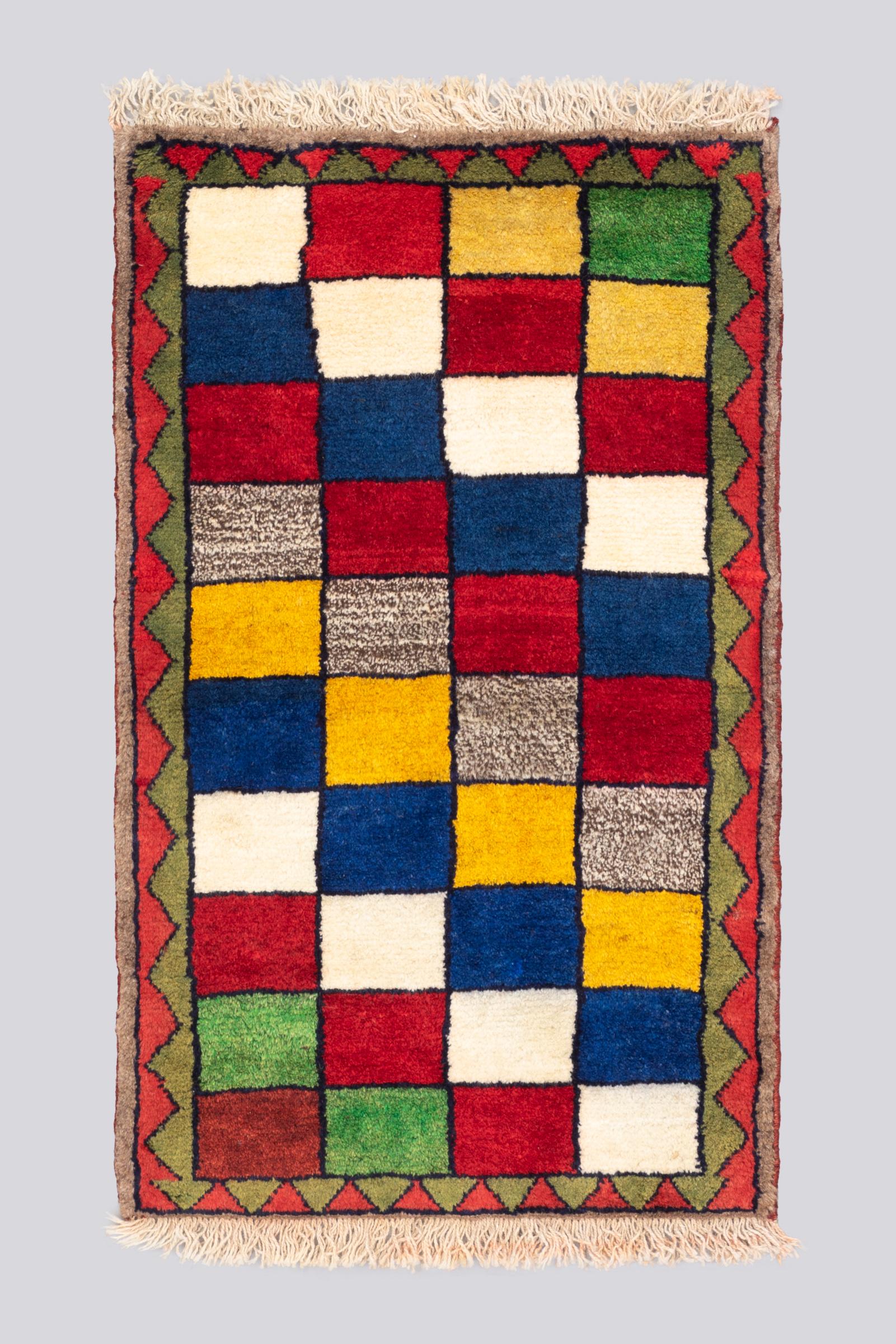 Vintage Qashqai Checkered Gabbeh Poshti 0.6SQM