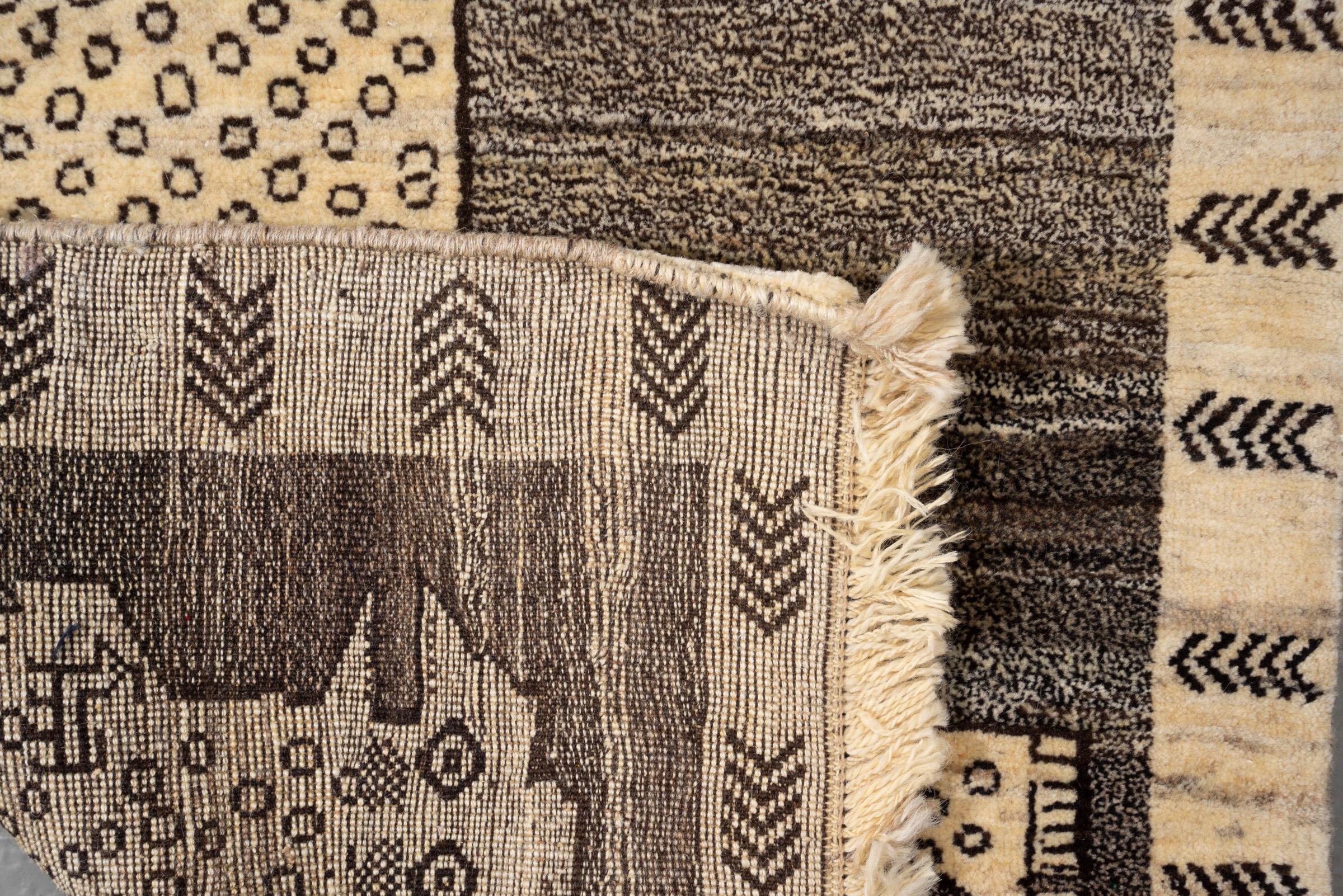 New Weave Qashqai Stone Lion (Shir Sangi) Persian Gabbeh Rug